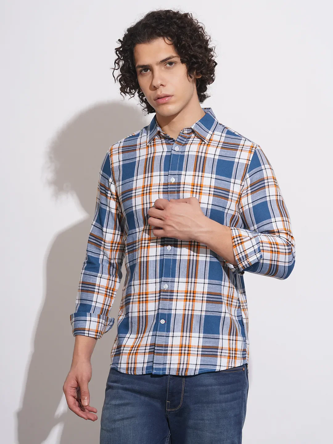 White Slim Fit Regular Collar Men's Shirt by Being Human Clothing