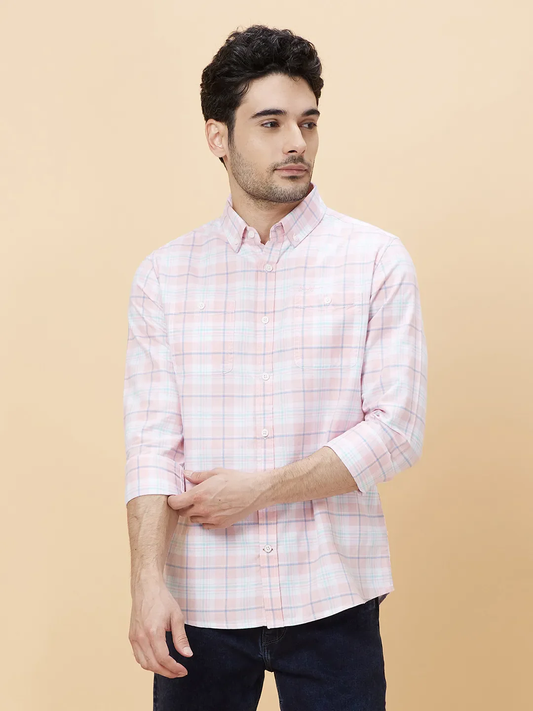 White Slim Fit Regular Collar Men's Shirt by Being Human Clothing