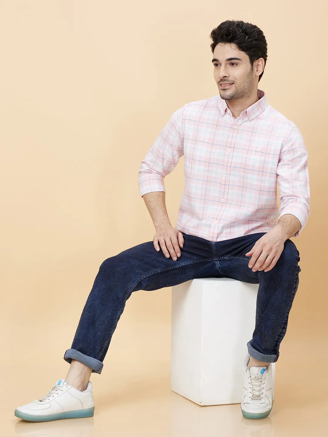 White Slim Fit Regular Collar Men's Shirt by Being Human Clothing - Image 6