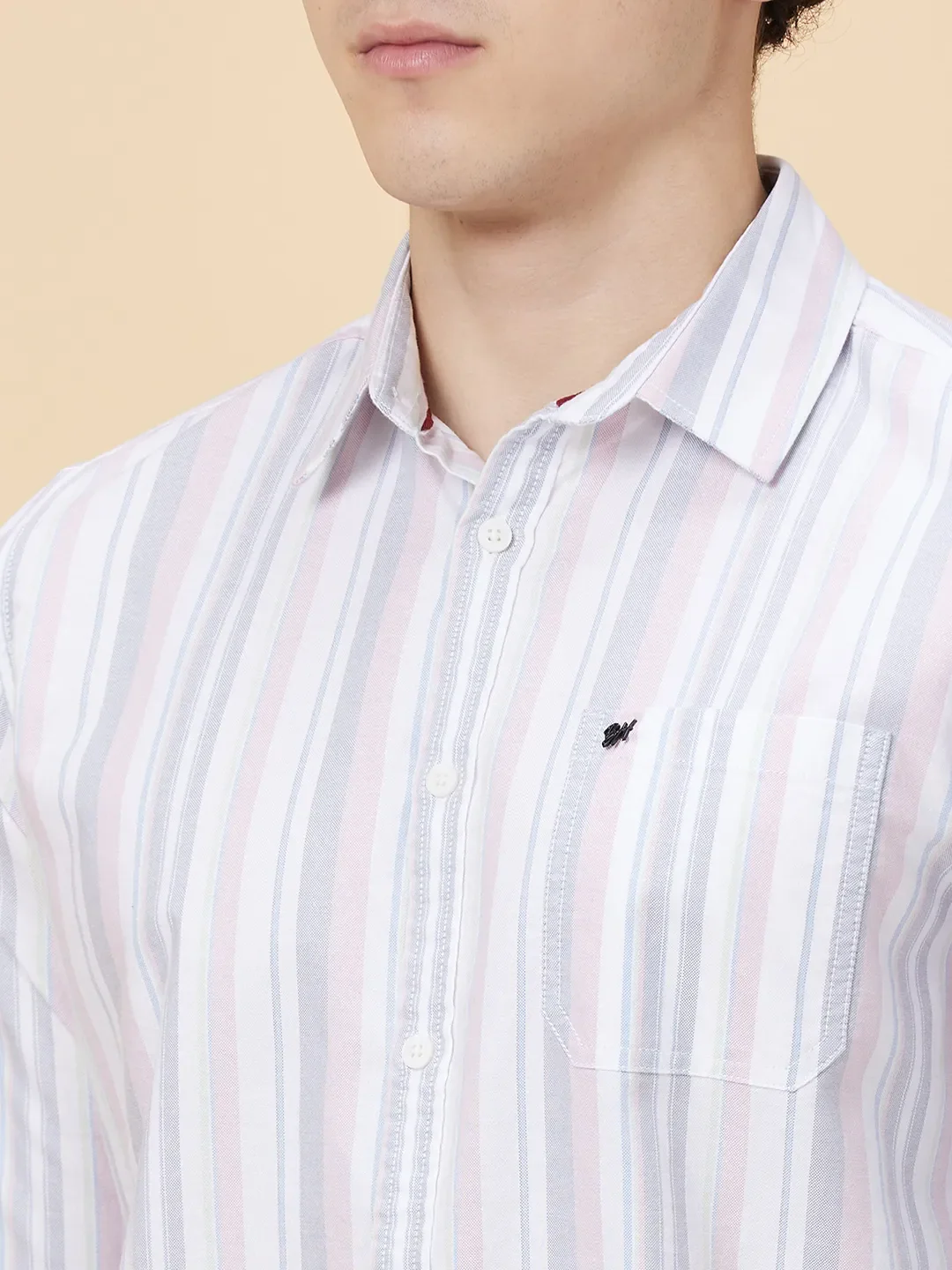 White Slim Straight Fit Regular Collar Long Sleeves Men's Shirt by Being Human Clothing - Image 5