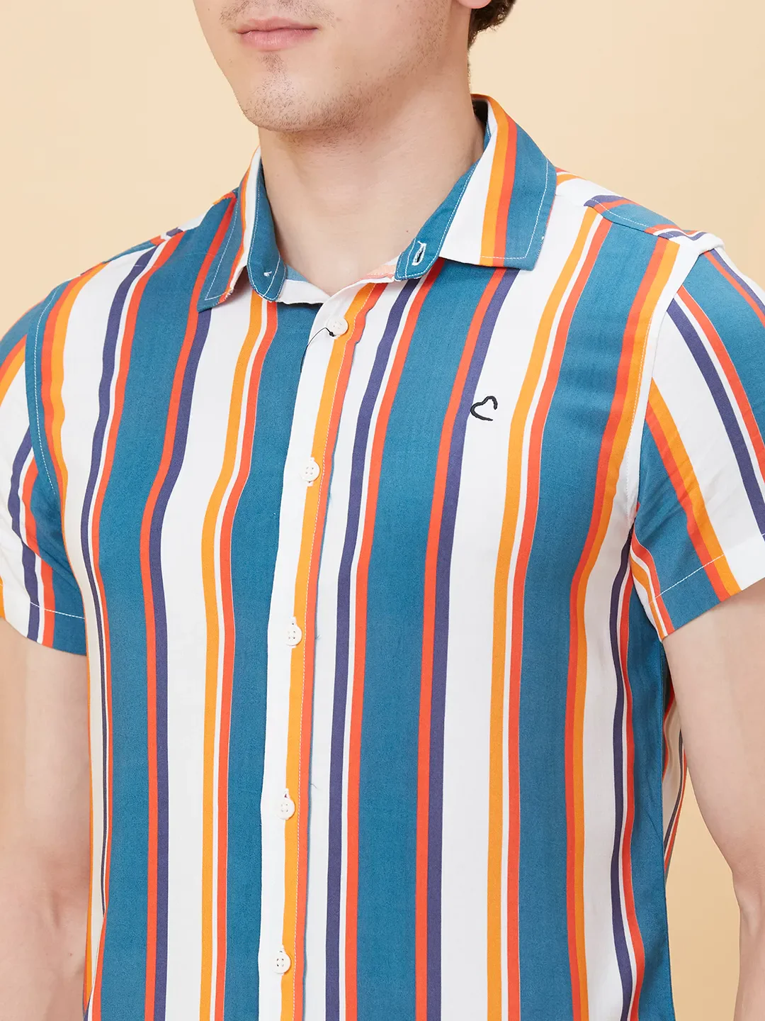 White Slim Straight Fit Regular Collar Short Sleeves Men's Shirt by Being Human Clothing - Image 5