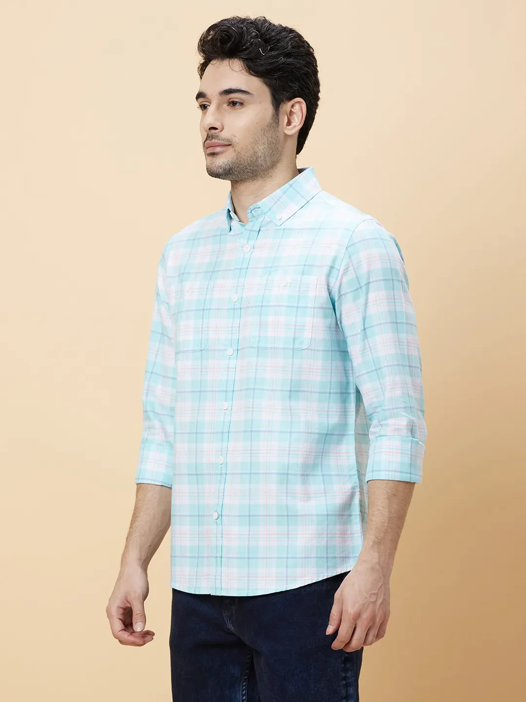 White Slim Fit Regular Collar Men's Shirt by Being Human Clothing - Image 3