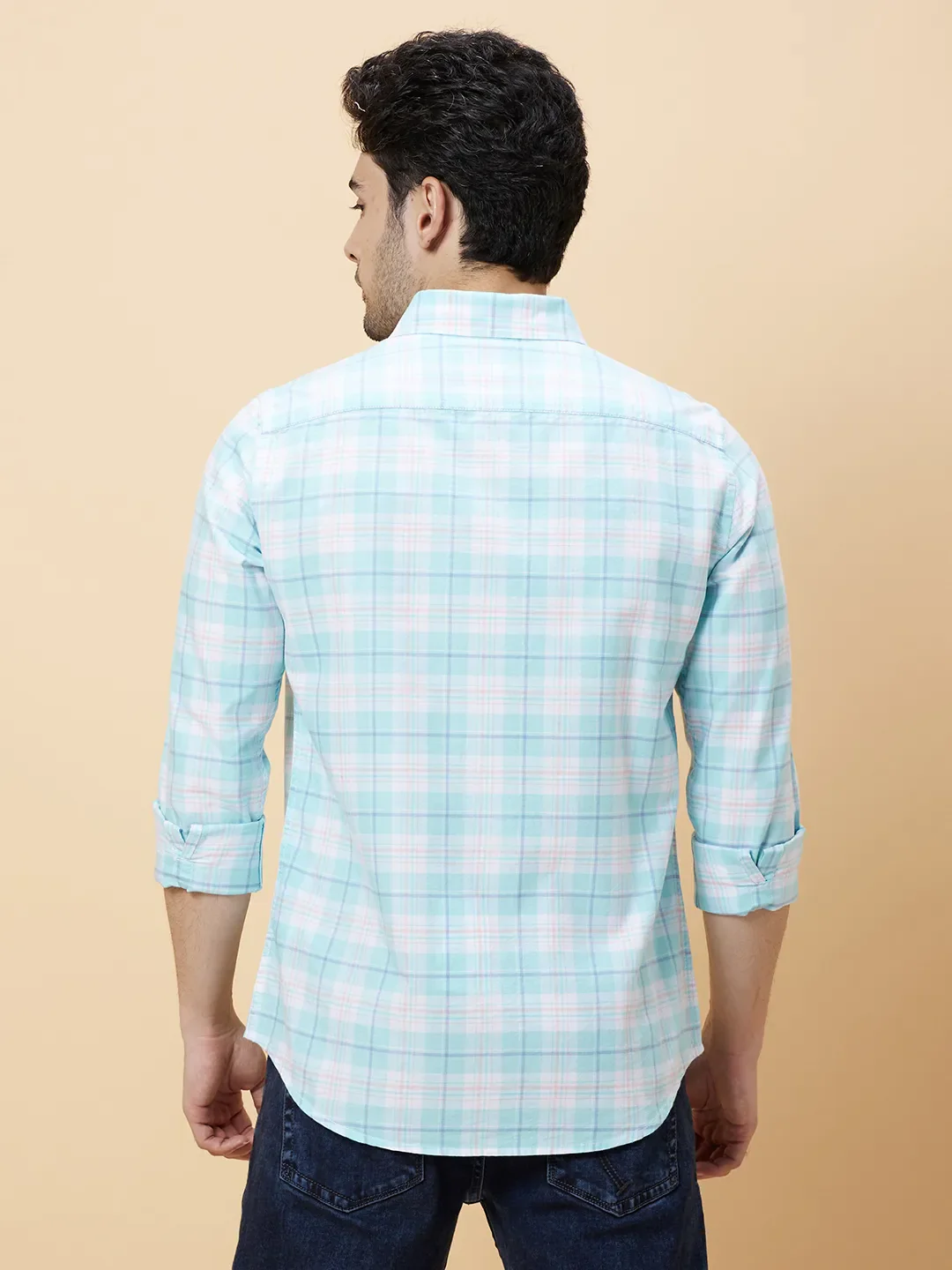 White Slim Fit Regular Collar Men's Shirt by Being Human Clothing - Image 4