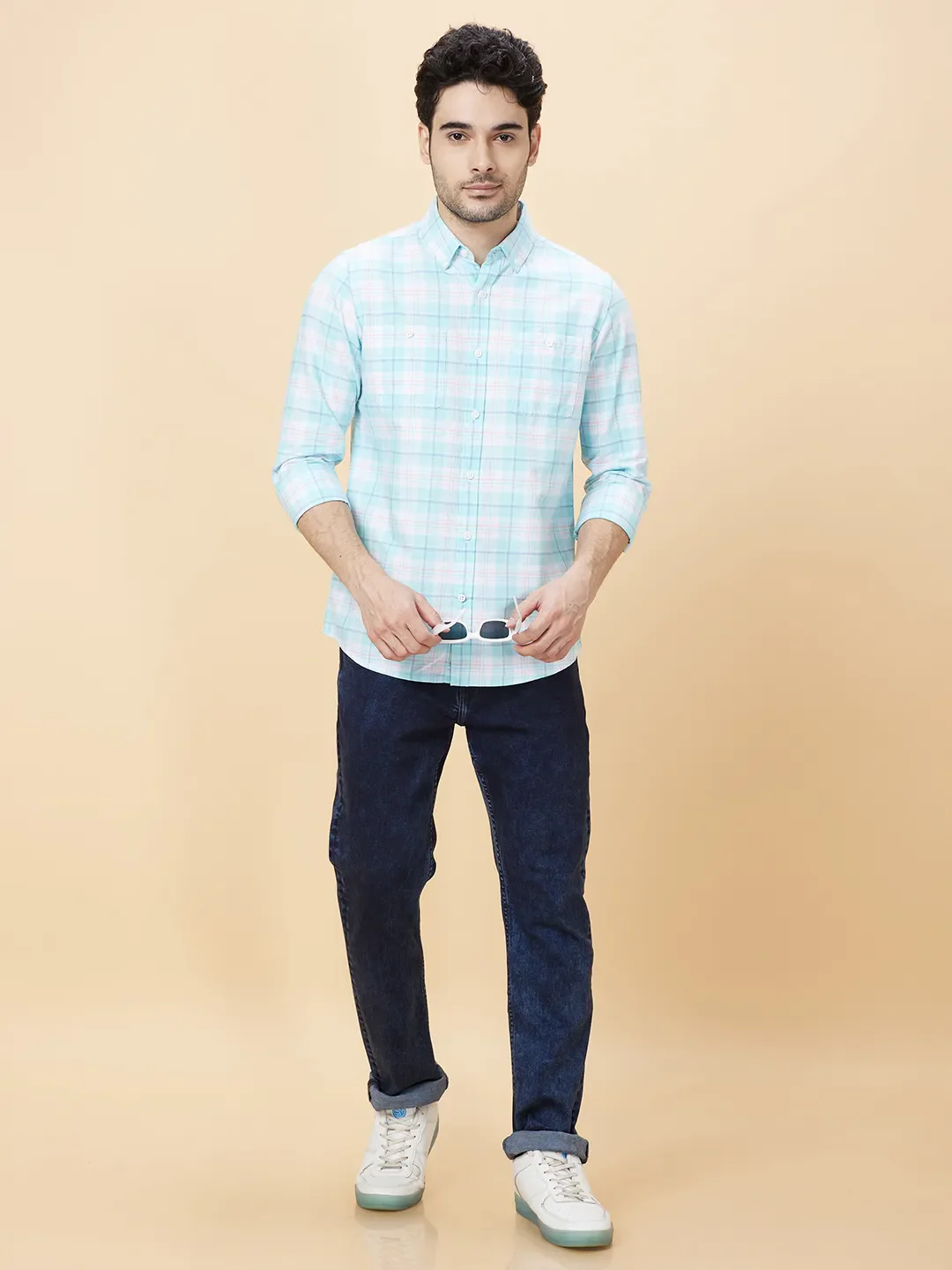White Slim Fit Regular Collar Men's Shirt by Being Human Clothing - Image 6