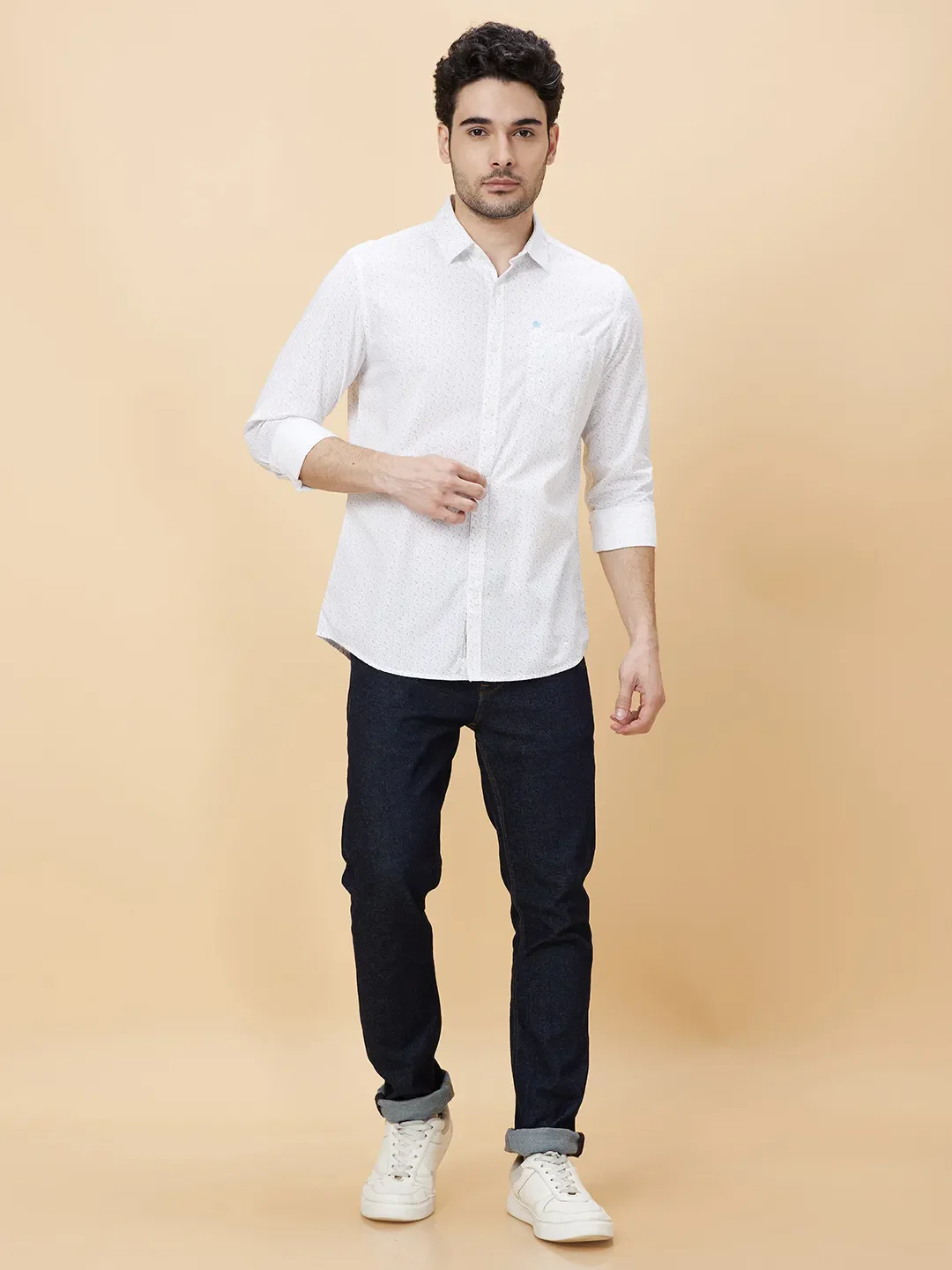 White Slim Fit Regular Collar Men's Shirt by Being Human Clothing - Image 2
