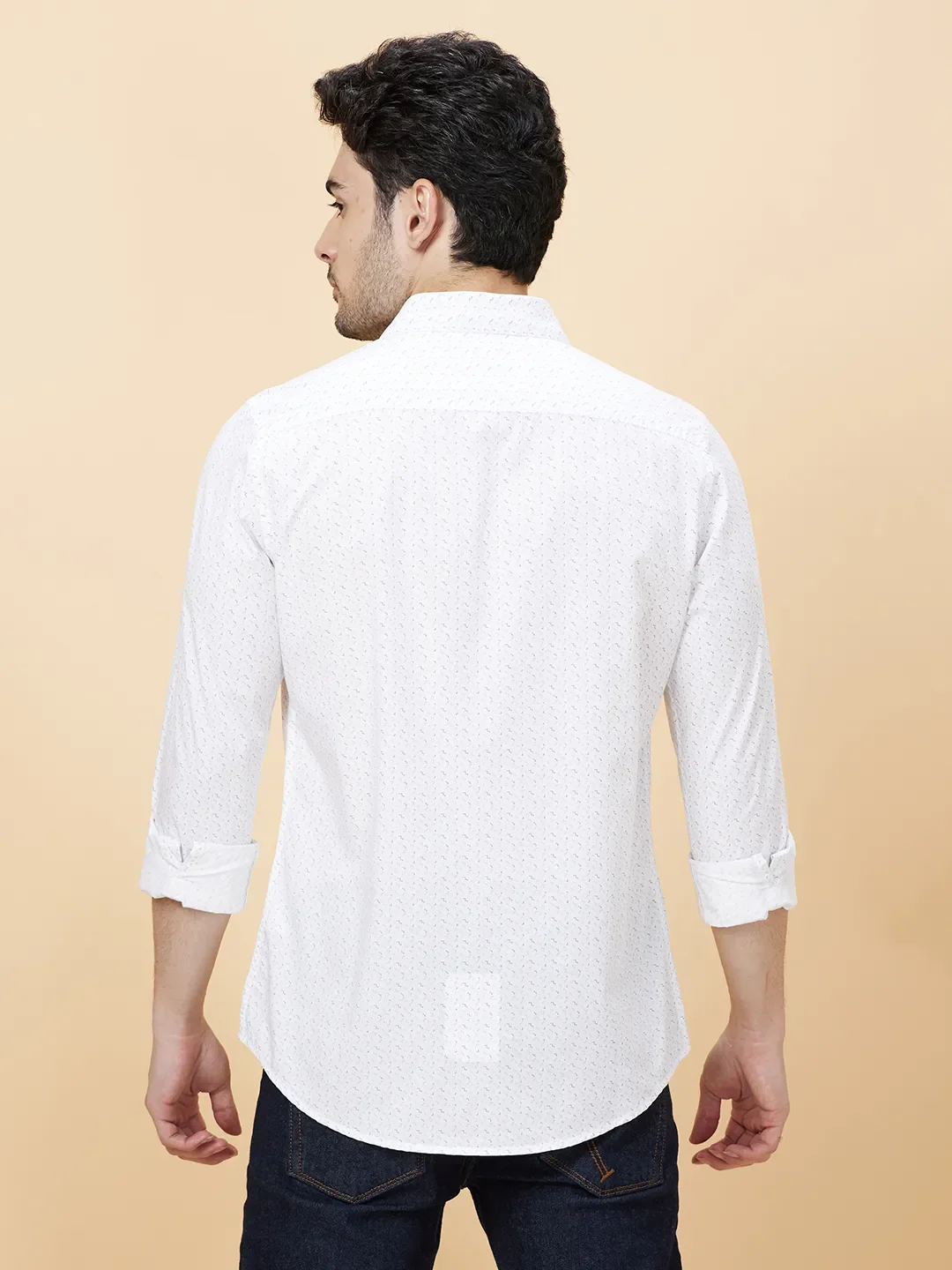White Slim Fit Regular Collar Men's Shirt by Being Human Clothing - Image 4