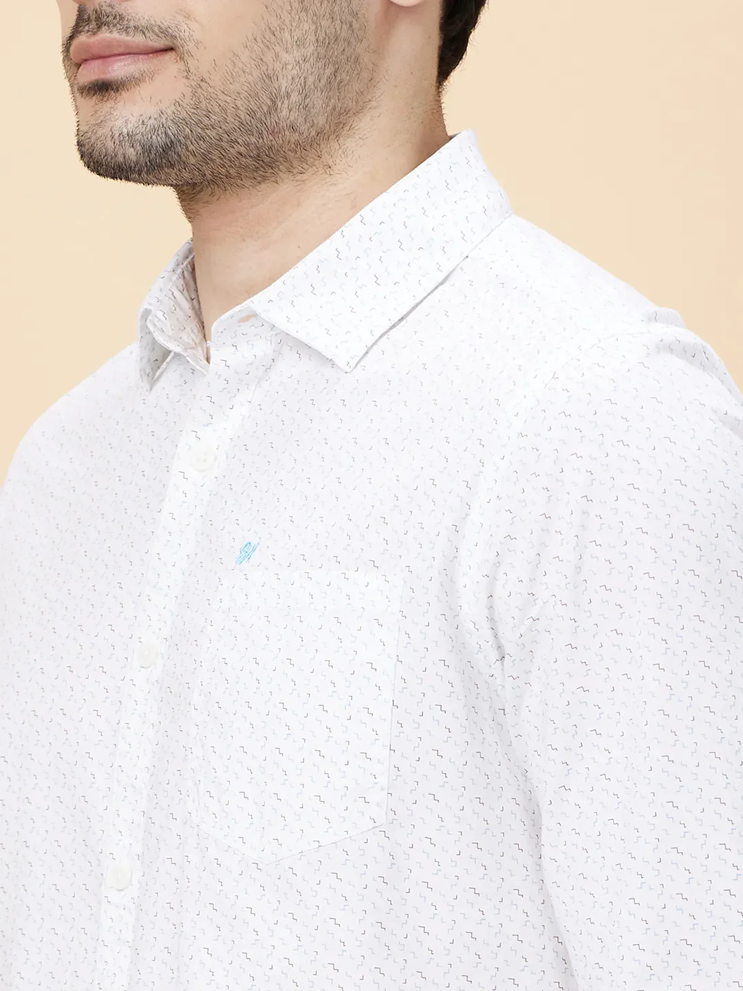 White Slim Fit Regular Collar Men's Shirt by Being Human Clothing - Image 5