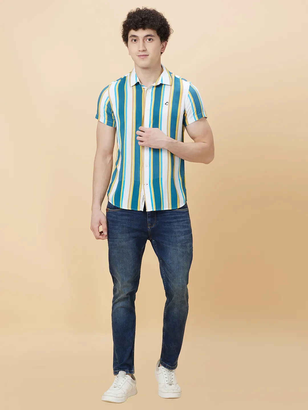 White Slim Fit Regular Collar Men's Shirt by Being Human Clothing - Image 2