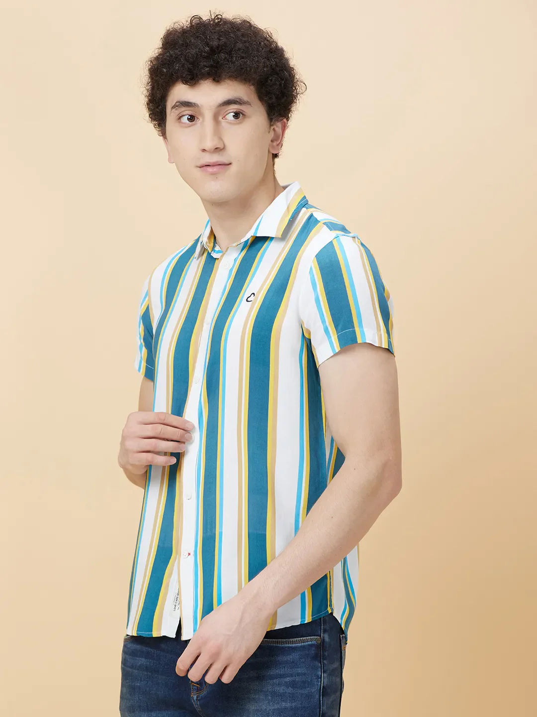 White Slim Fit Regular Collar Men's Shirt by Being Human Clothing - Image 3