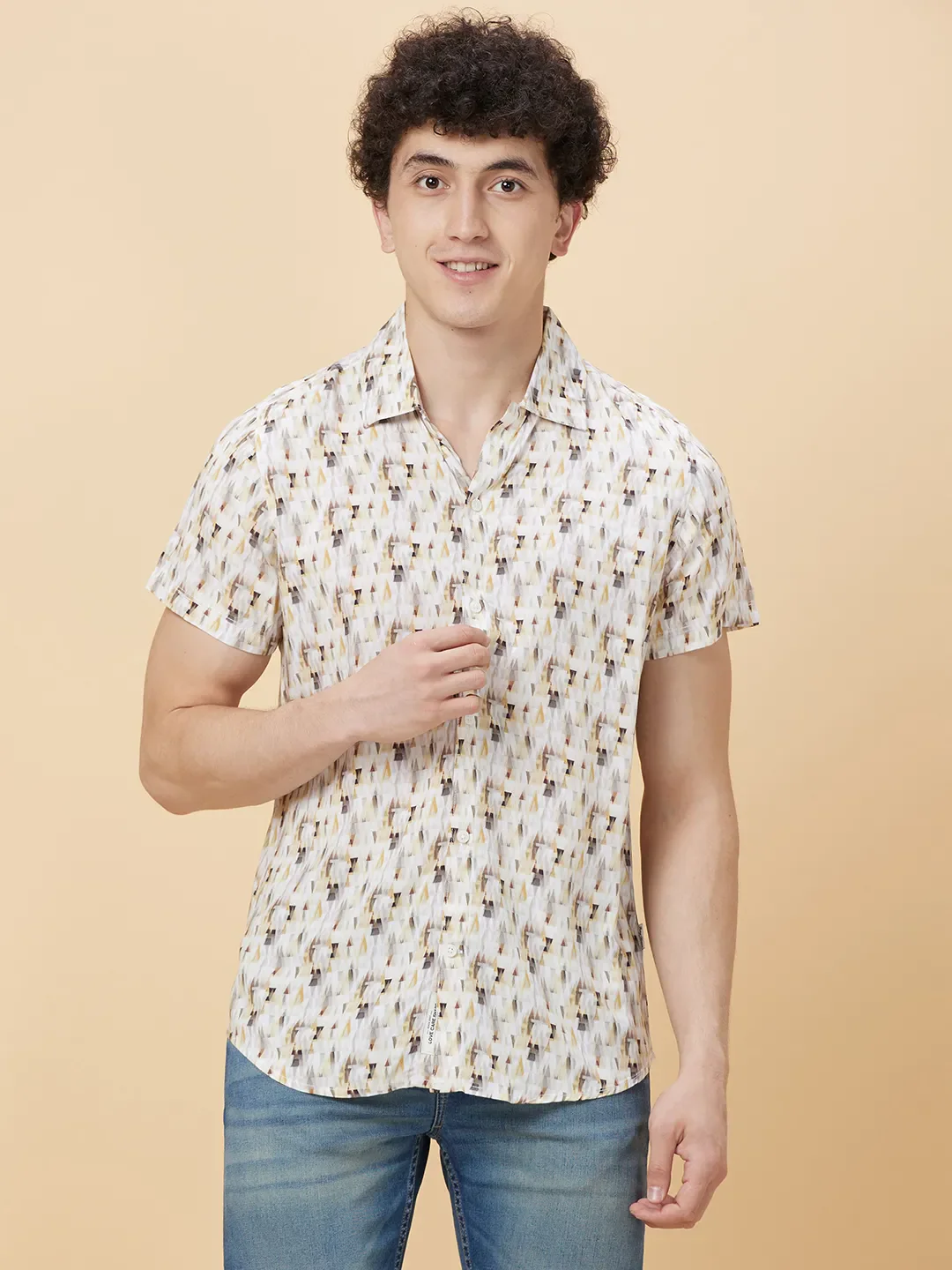 White Slim Fit Regular Collar Men's Shirt by Being Human Clothing