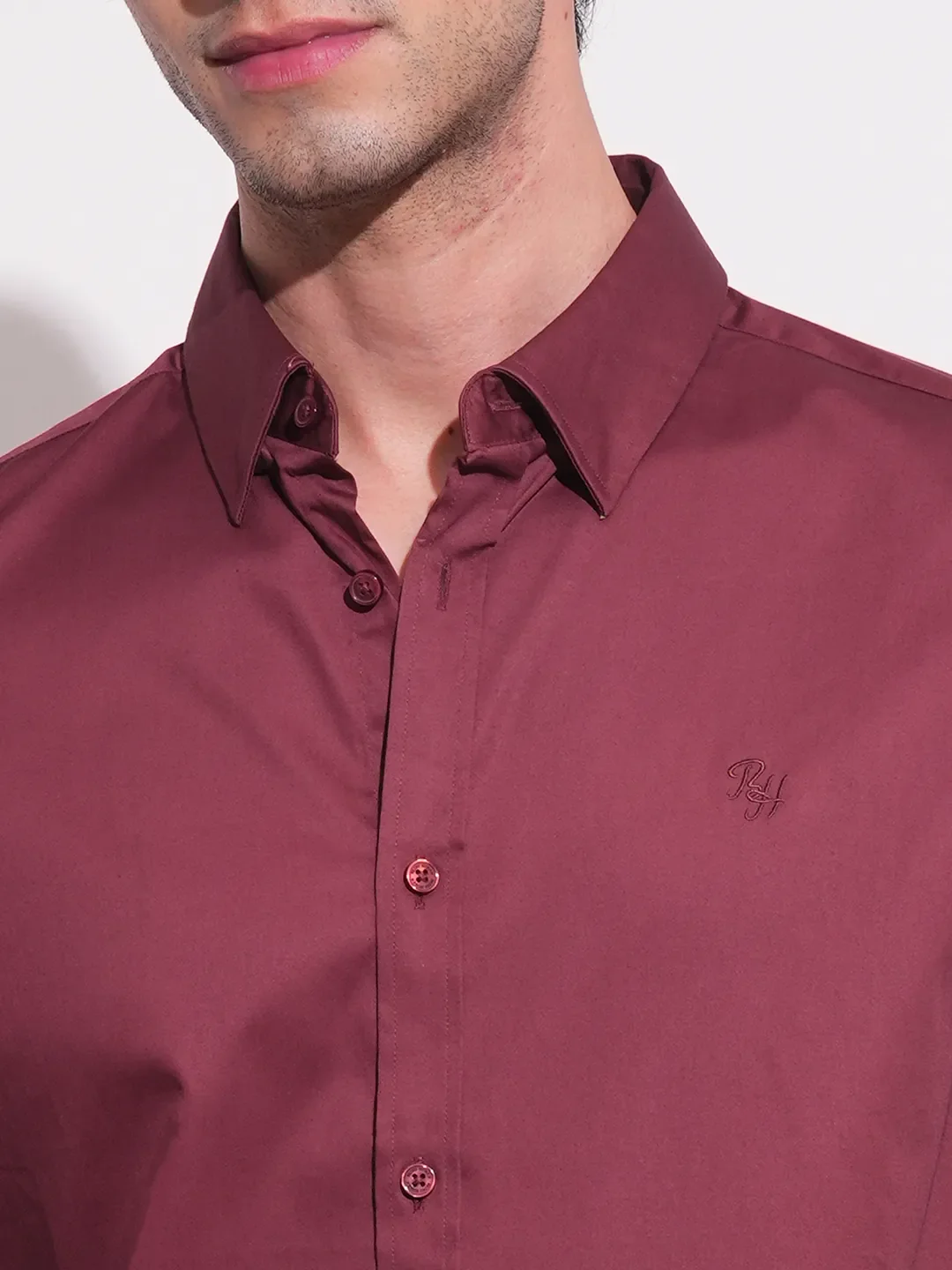 Wine Slim Fit Regular Collar Men's Shirt by Being Human Clothing - Image 5