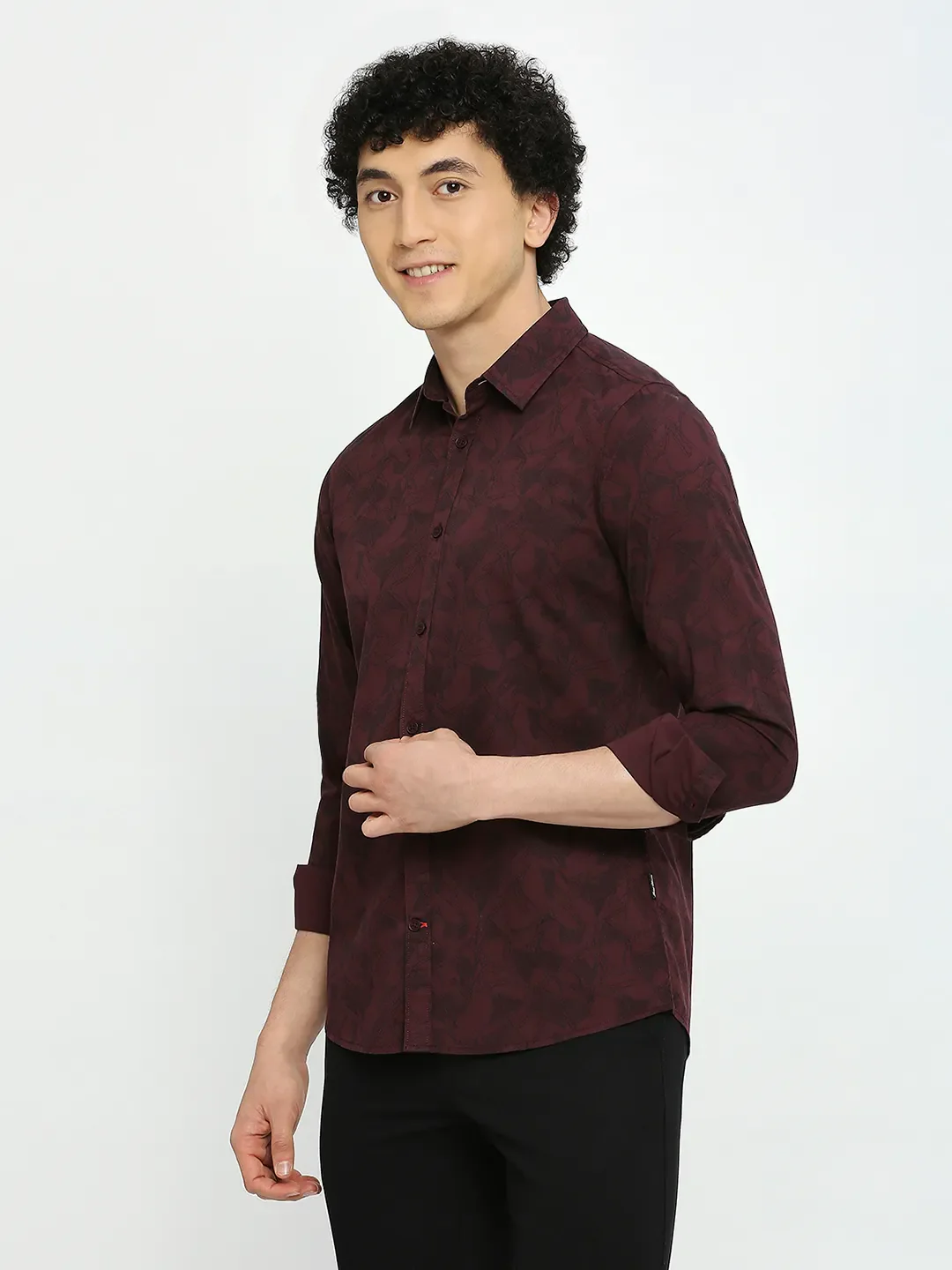 Wine Slim Fit Regular Collar Men's Shirt by Being Human Clothing - Image 2