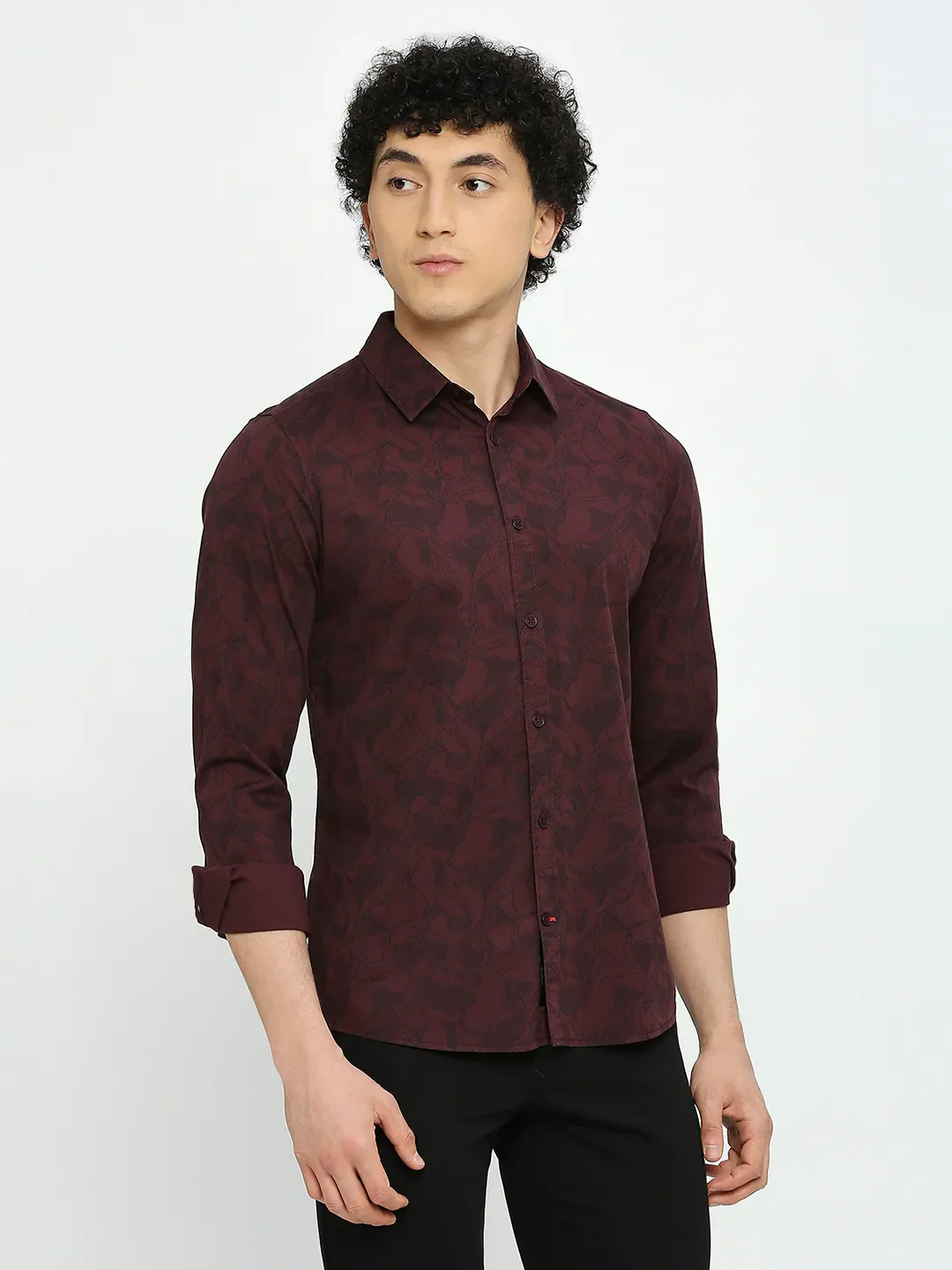 Wine Slim Fit Regular Collar Men's Shirt by Being Human Clothing - Image 3