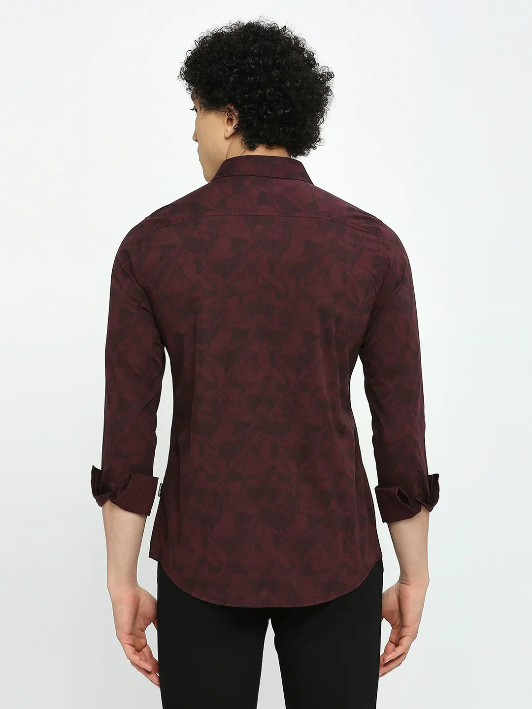 Wine Slim Fit Regular Collar Men's Shirt by Being Human Clothing - Image 4