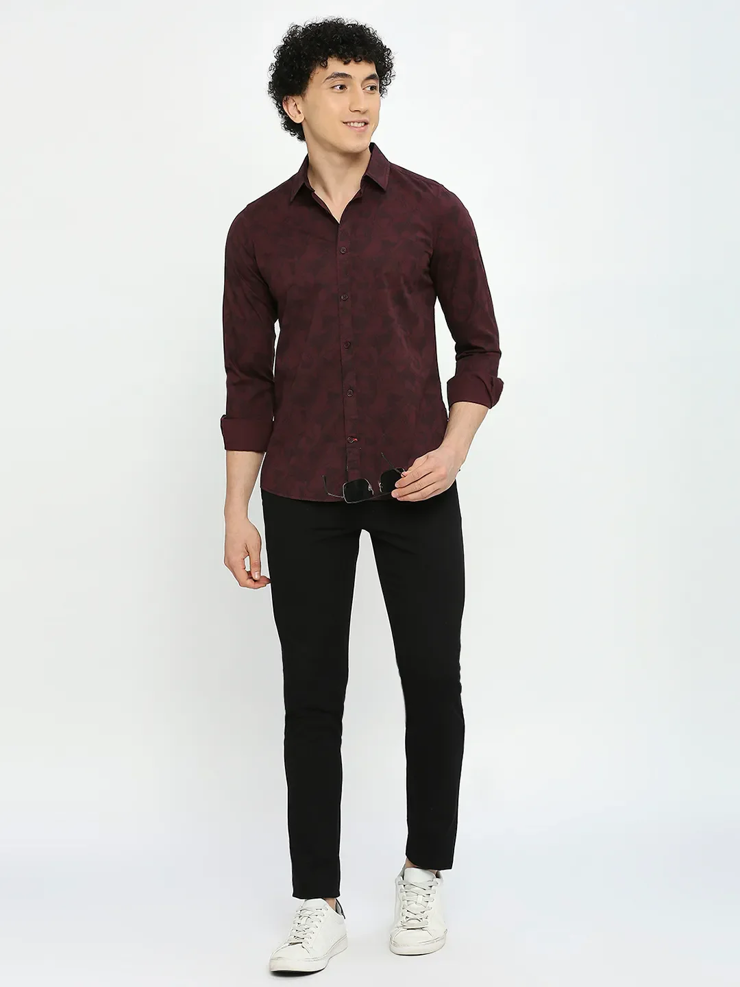 Wine Slim Fit Regular Collar Men's Shirt by Being Human Clothing - Image 6