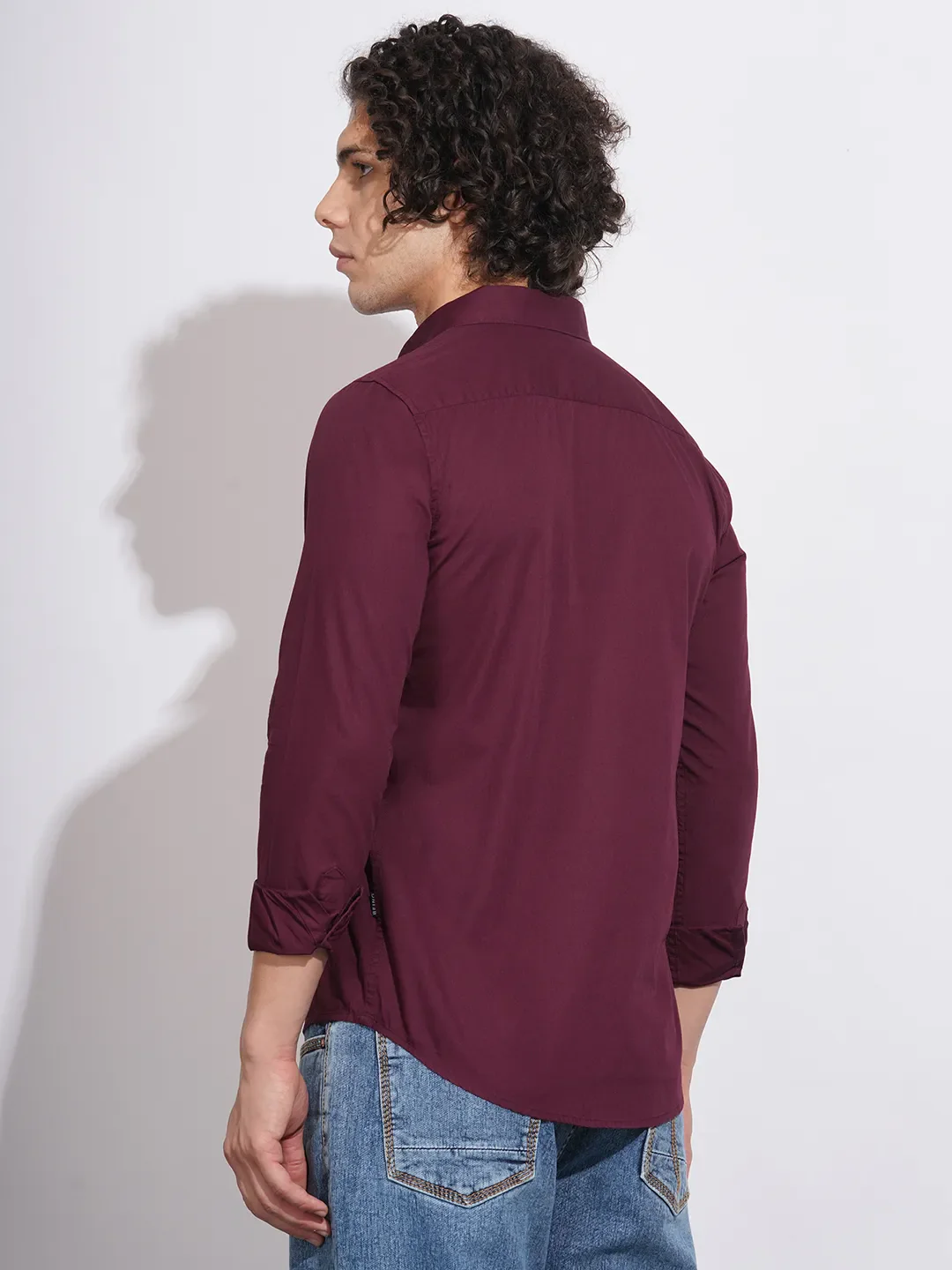 Wine Slim Fit Regular Collar Men's Shirt by Being Human Clothing - Image 3