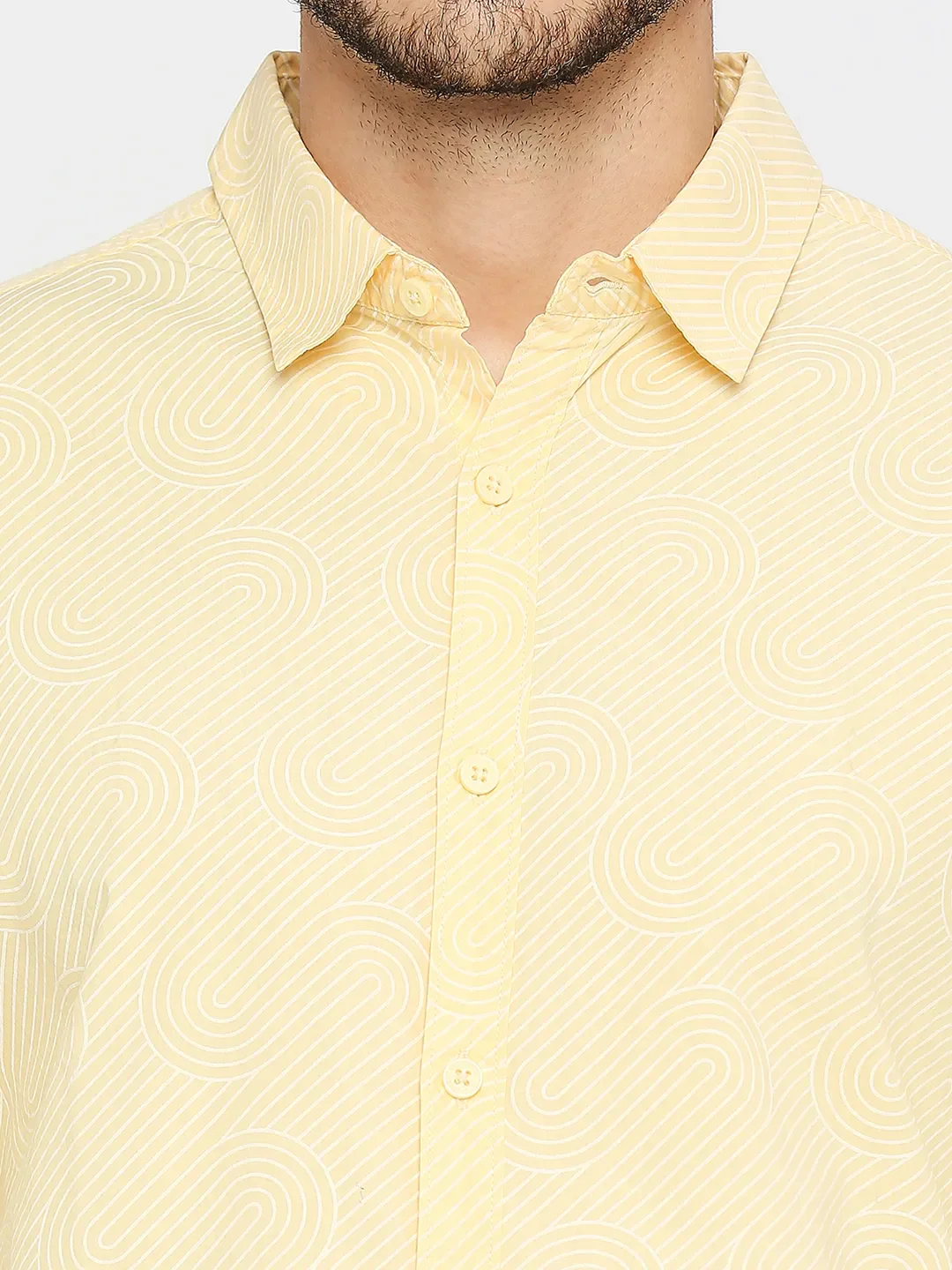 Yellow Slim Straight Fit Regular Collar Long Sleeves Men's Shirt by Being Human Clothing - Image 5