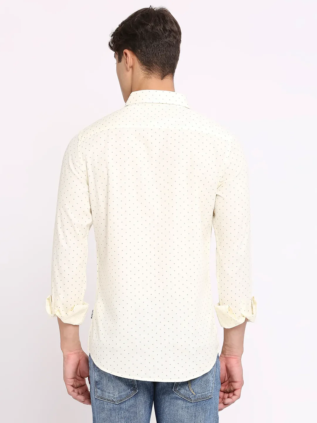 Yellow Slim Straight Fit Regular Collar Long Sleeves Men's Shirt by Being Human Clothing - Image 4