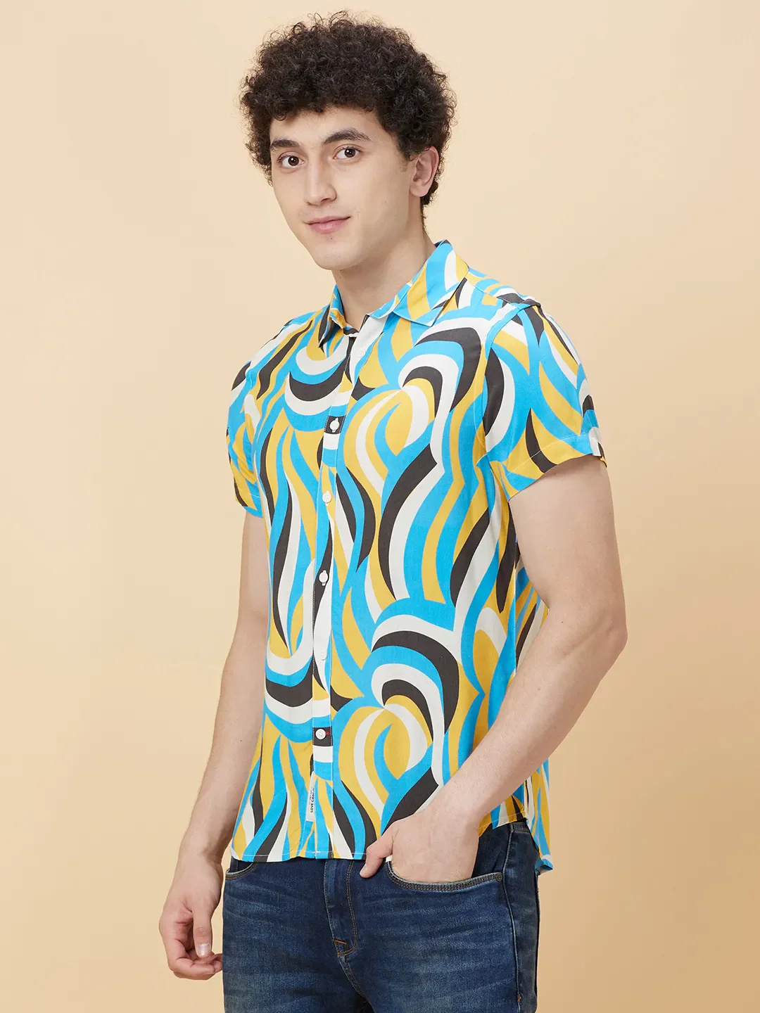 Yellow Slim Fit Regular Collar Men's Shirt by Being Human Clothing - Image 3