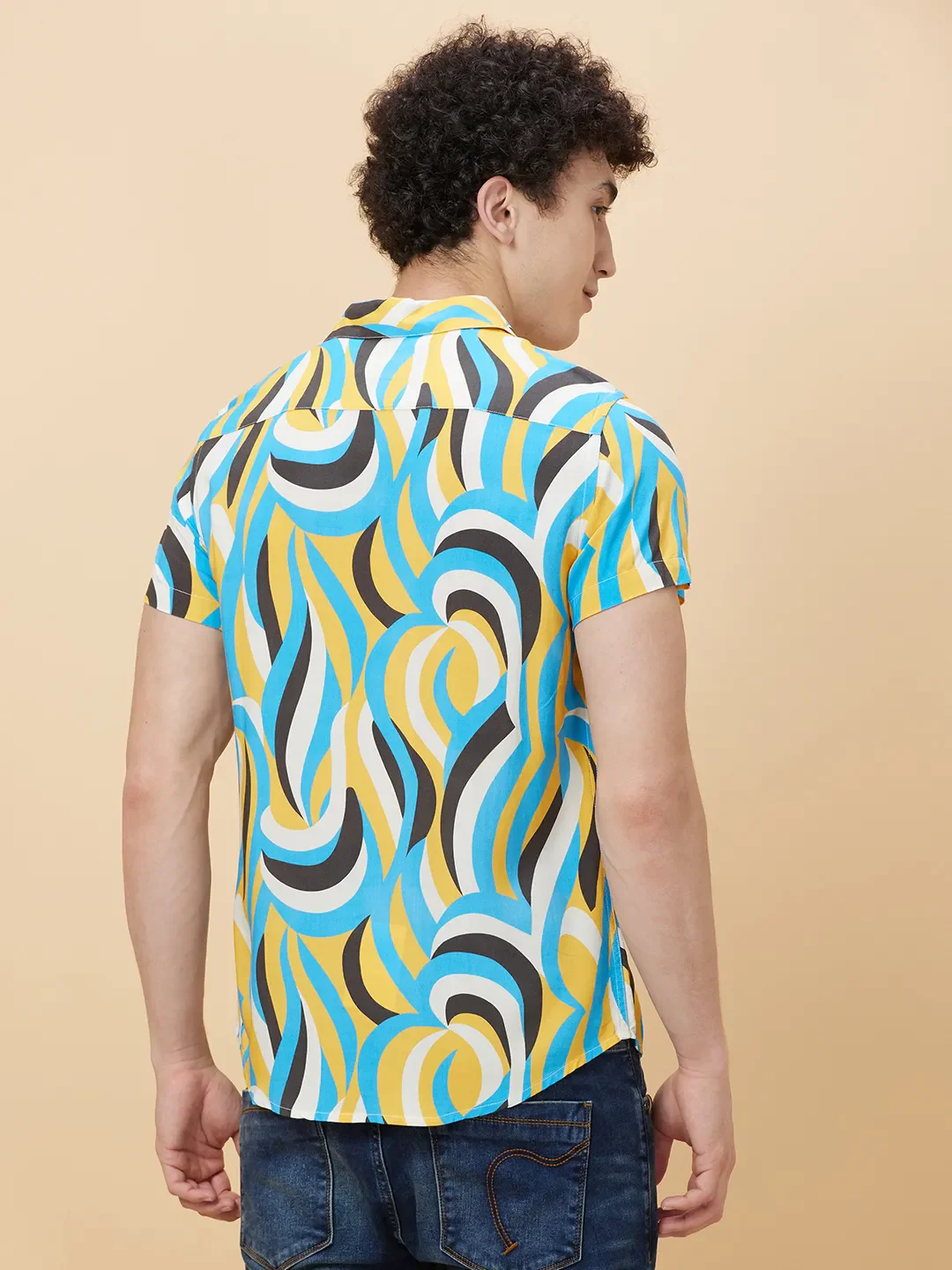 Yellow Slim Fit Regular Collar Men's Shirt by Being Human Clothing - Image 4