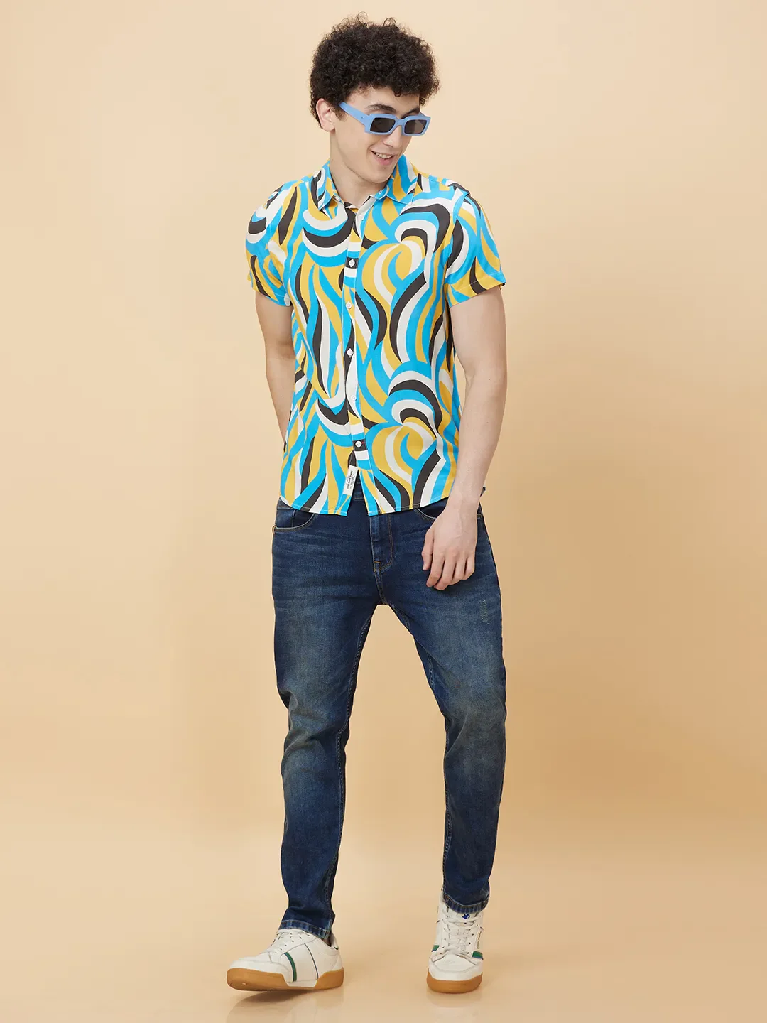 Yellow Slim Fit Regular Collar Men's Shirt by Being Human Clothing - Image 6