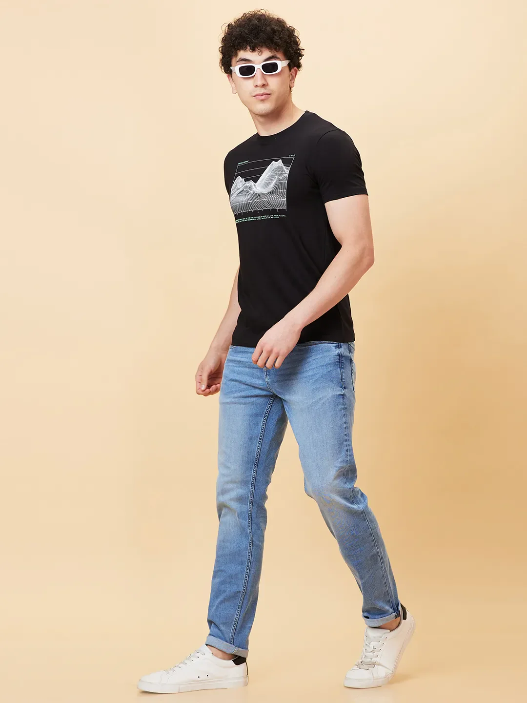Black Slim Fit Round Neck Men's T-Shirt by Being Human Clothing - Image 6