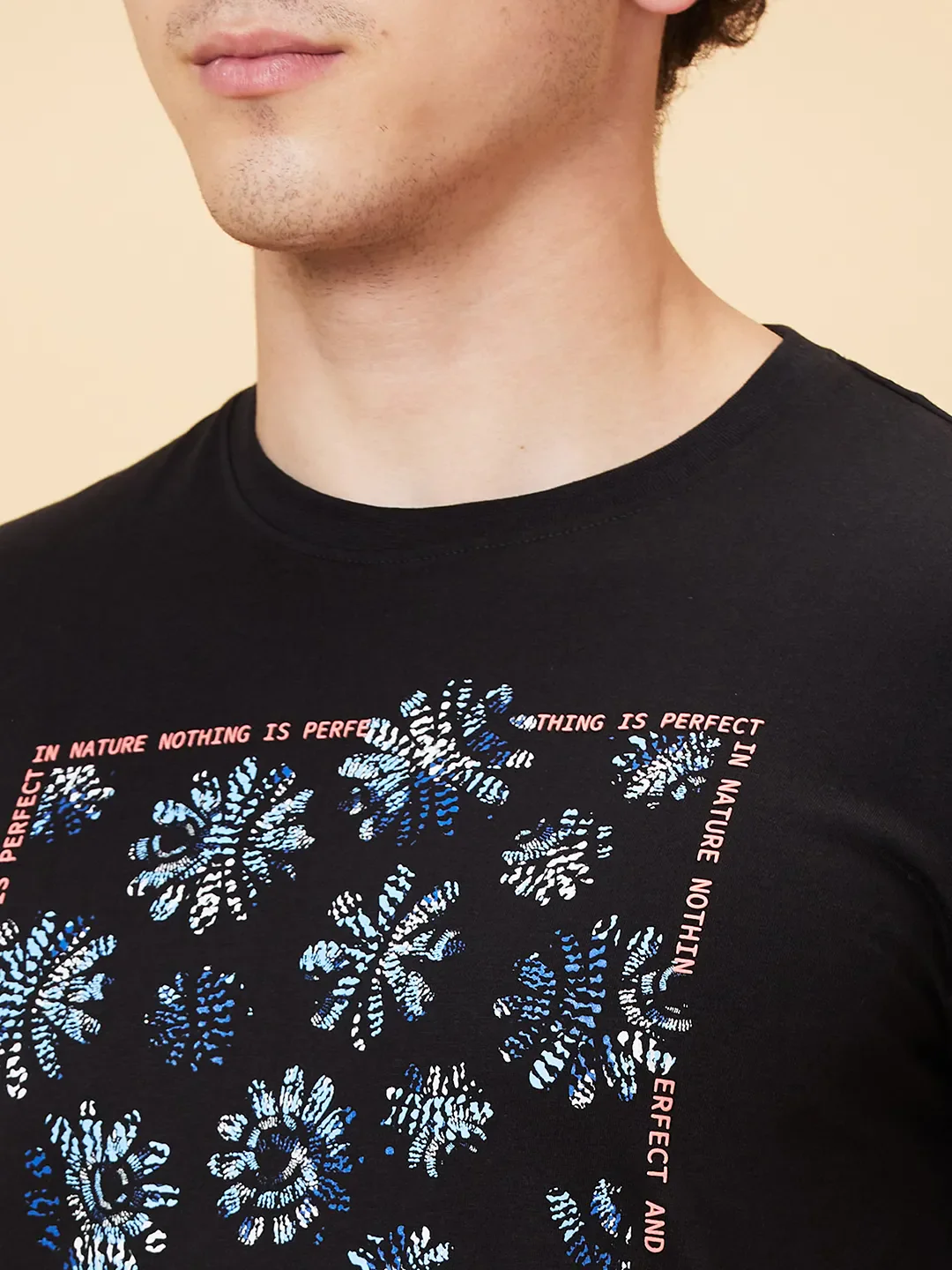 Black Slim Fit Round Neck Men's T-Shirt by Being Human Clothing - Image 5