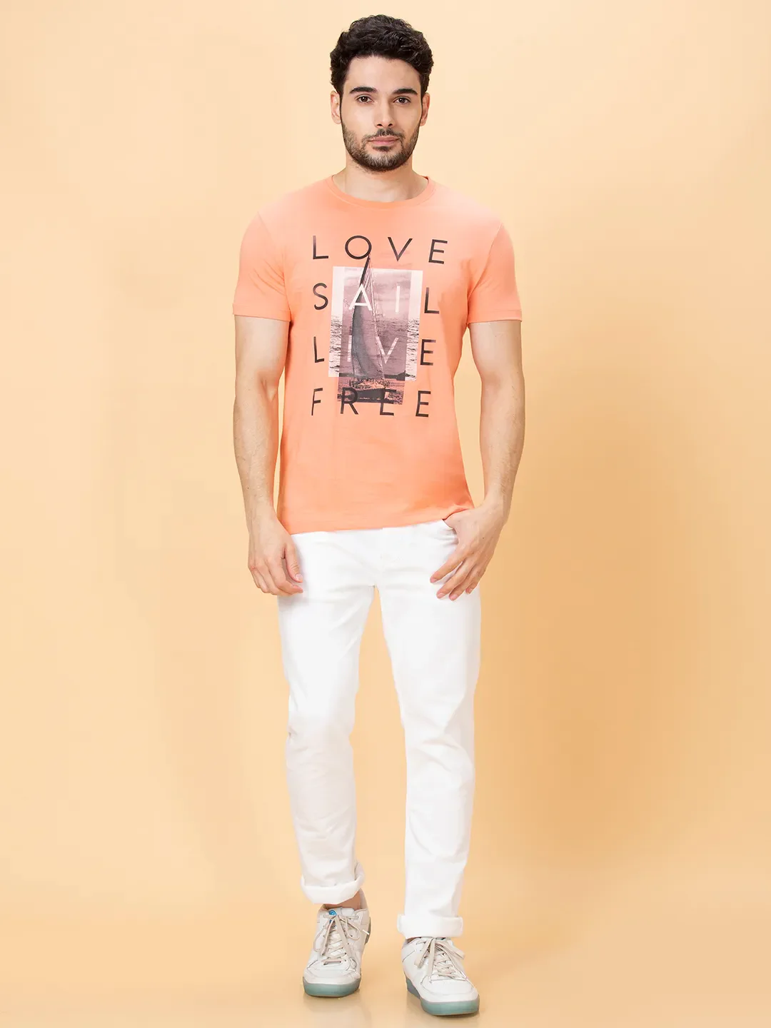Coral Slim Fit Round Neck Men's T-Shirt by Being Human Clothing - Image 2