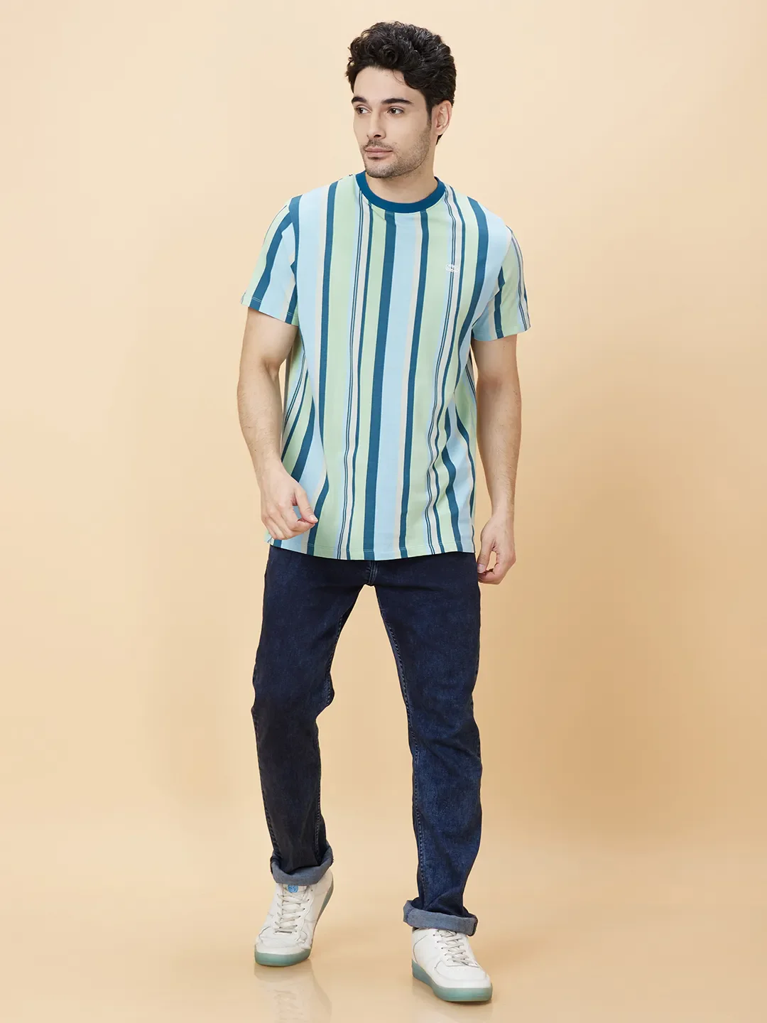Green Foam Slim Fit Round Neck Men's T-Shirt by Being Human Clothing - Image 2