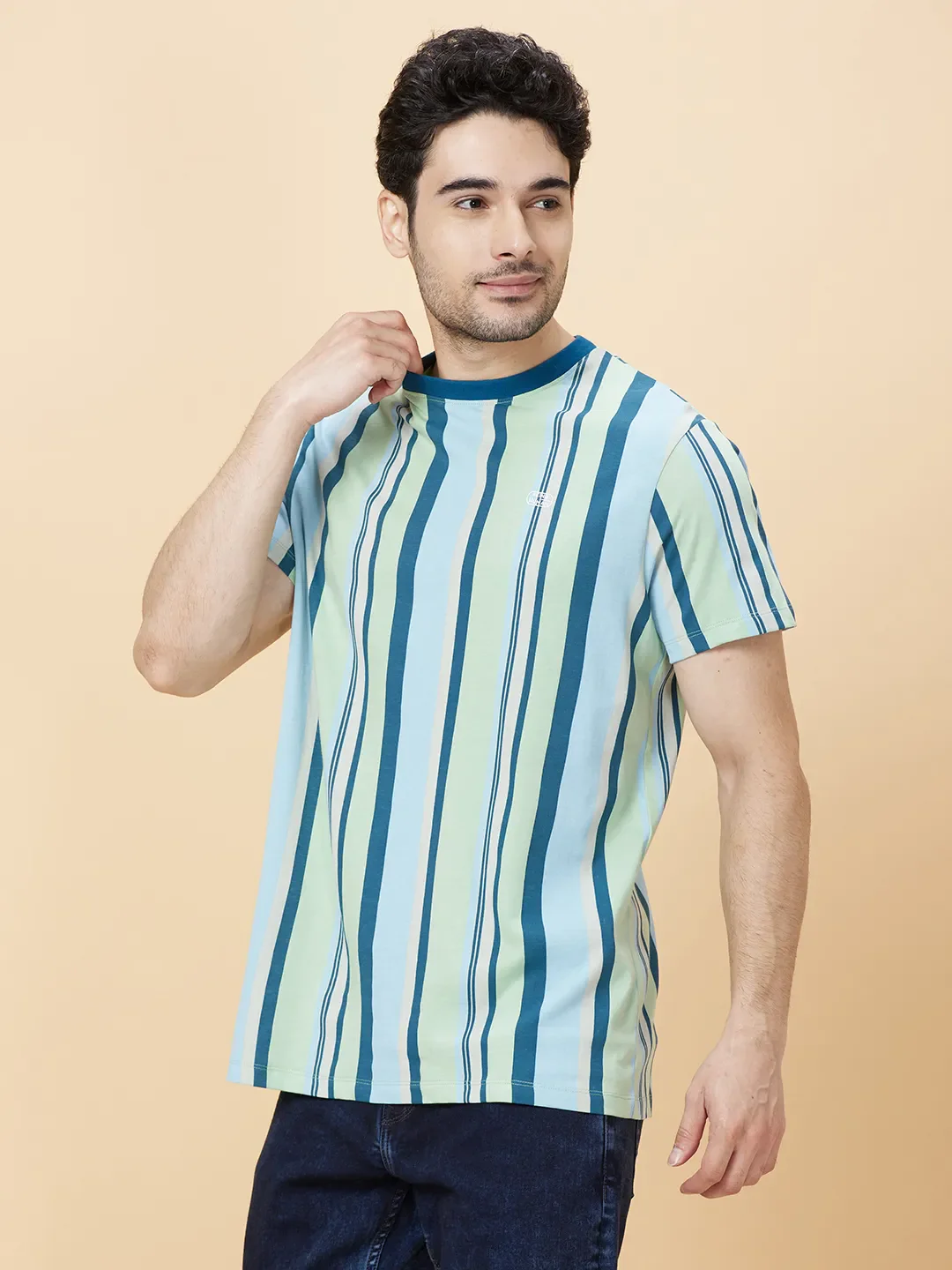 Green Foam Slim Fit Round Neck Men's T-Shirt by Being Human Clothing - Image 3