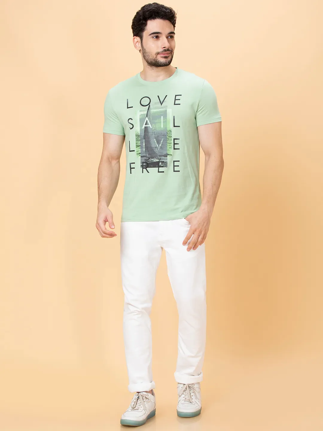 Green Foam Slim Fit Round Neck Men's T-Shirt by Being Human Clothing - Image 2