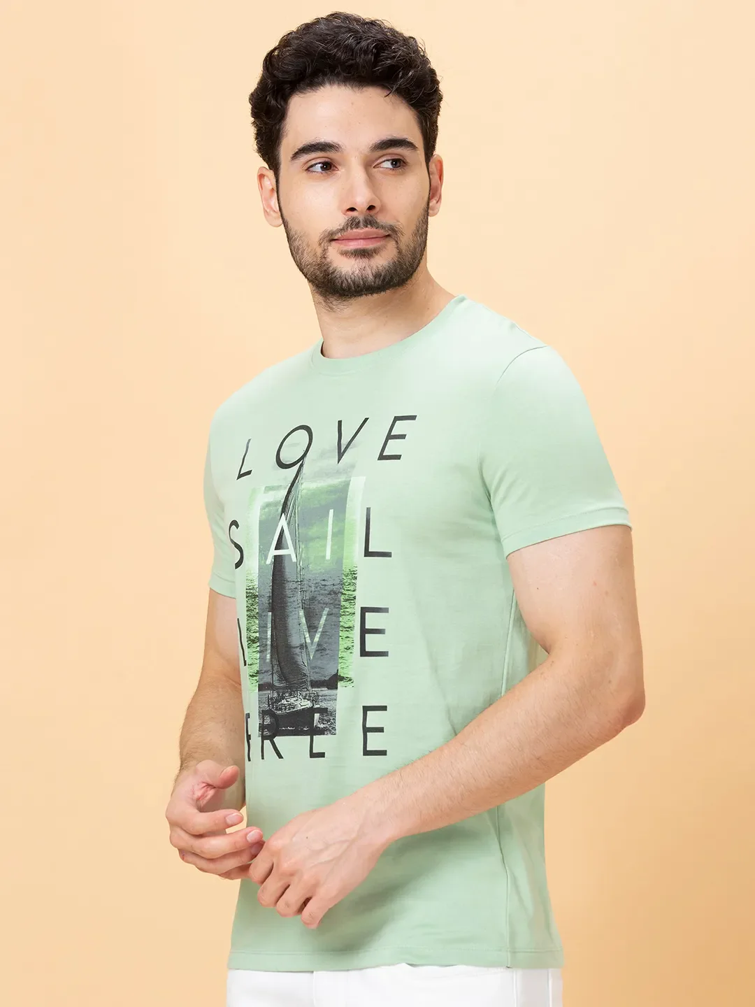 Green Foam Slim Fit Round Neck Men's T-Shirt by Being Human Clothing - Image 4
