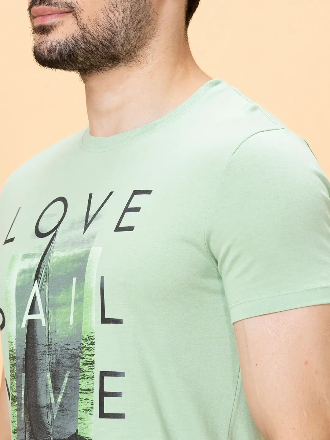 Green Foam Slim Fit Round Neck Men's T-Shirt by Being Human Clothing - Image 5