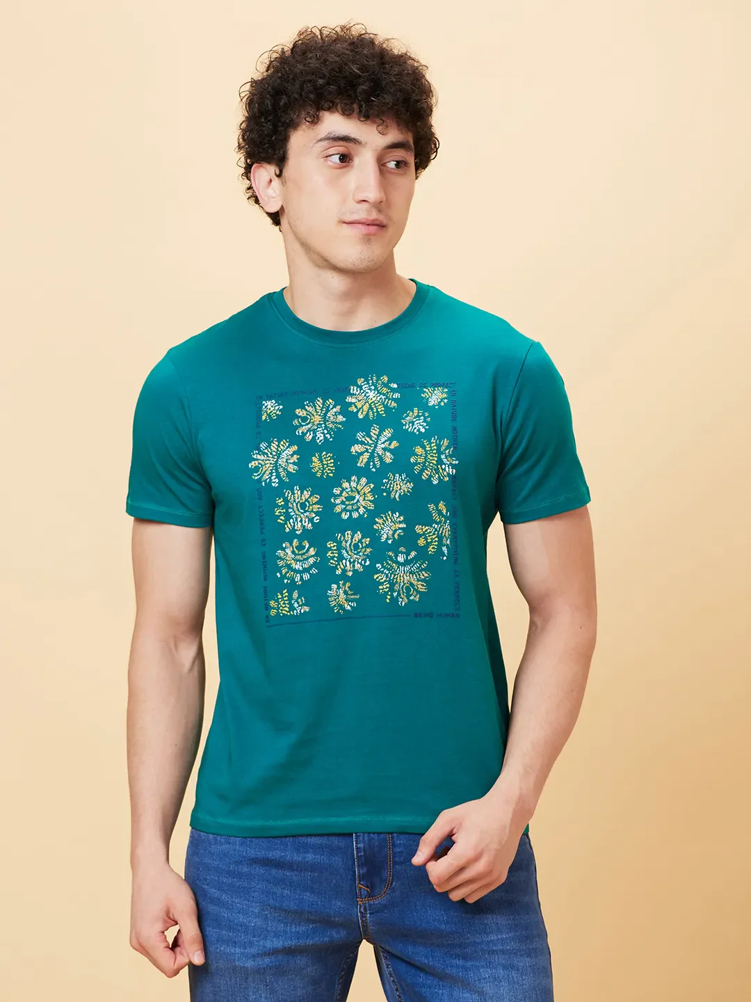 Green Lake Slim Fit Round Neck Men's T-Shirt by Being Human Clothing - Image 6