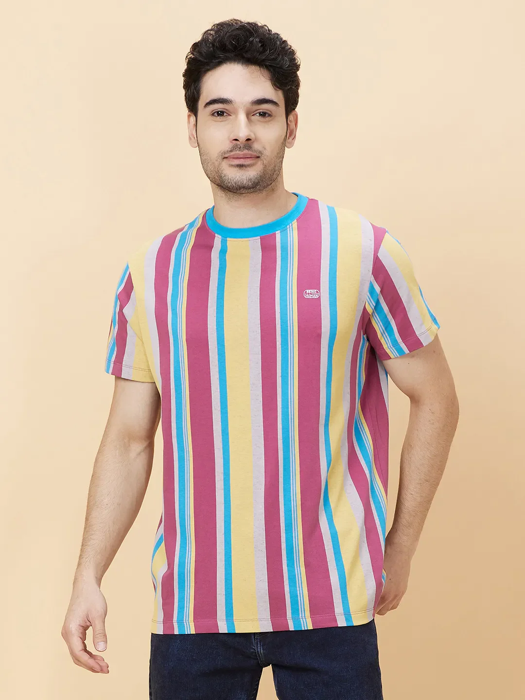 Mauve Haze Slim Fit Round Neck Men's T-Shirt by Being Human Clothing