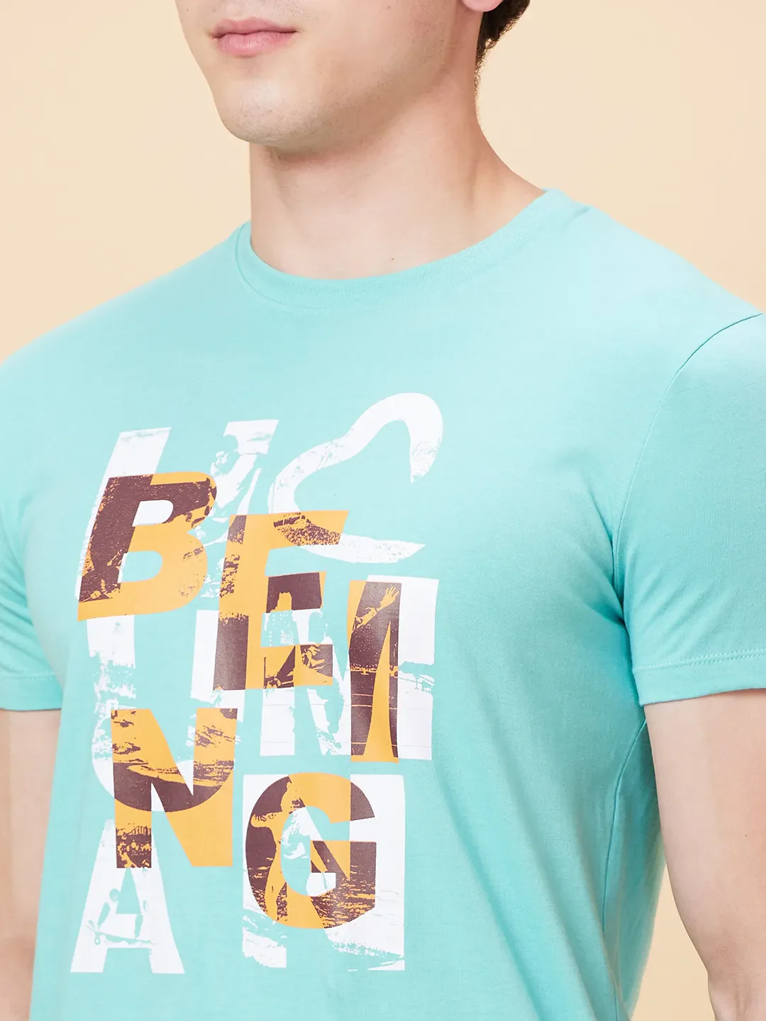 Mint Slim Fit Round Neck Men's T-Shirt by Being Human Clothing - Image 5
