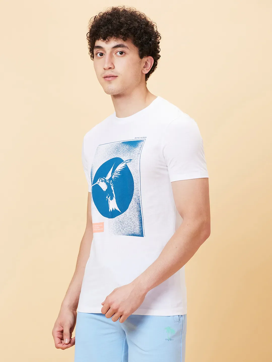 White Slim Fit Round Neck Men's T-Shirt by Being Human Clothing - Image 3