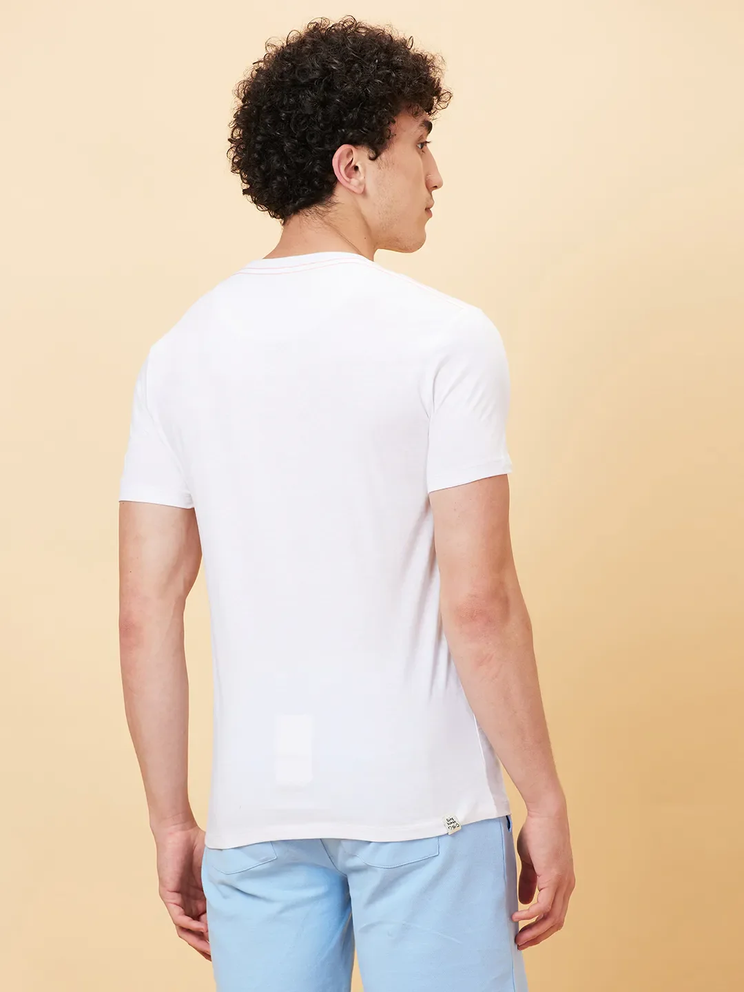 White Slim Fit Round Neck Men's T-Shirt by Being Human Clothing - Image 4