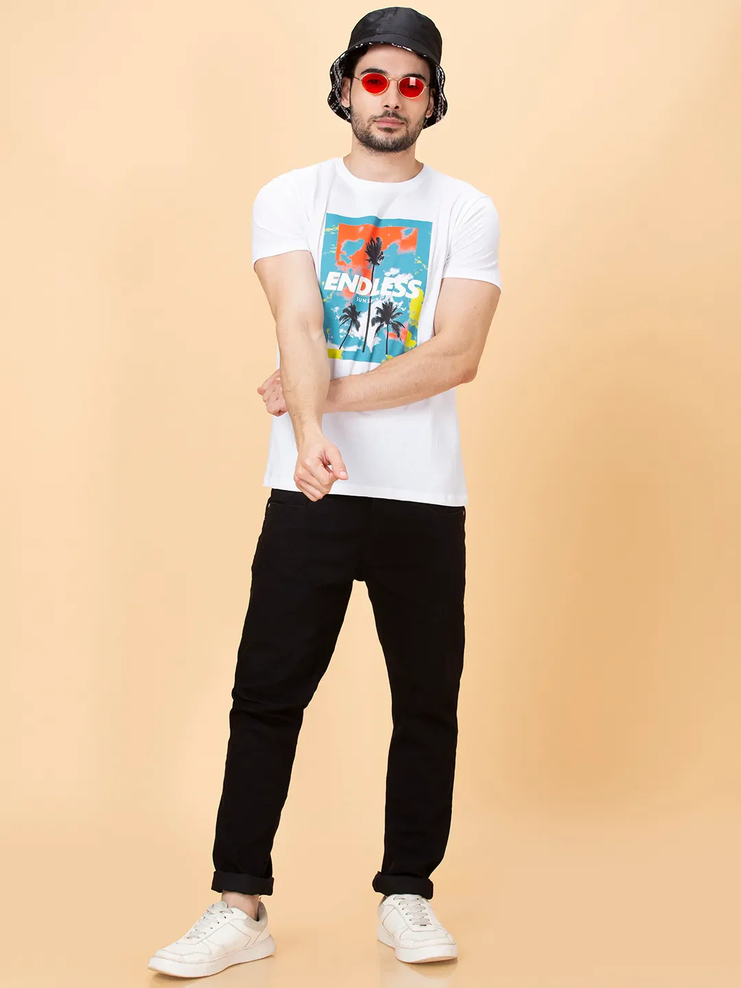 White Slim Straight Fit Men's Short Sleeves T-Shirt by Being Human Clothing - Image 5
