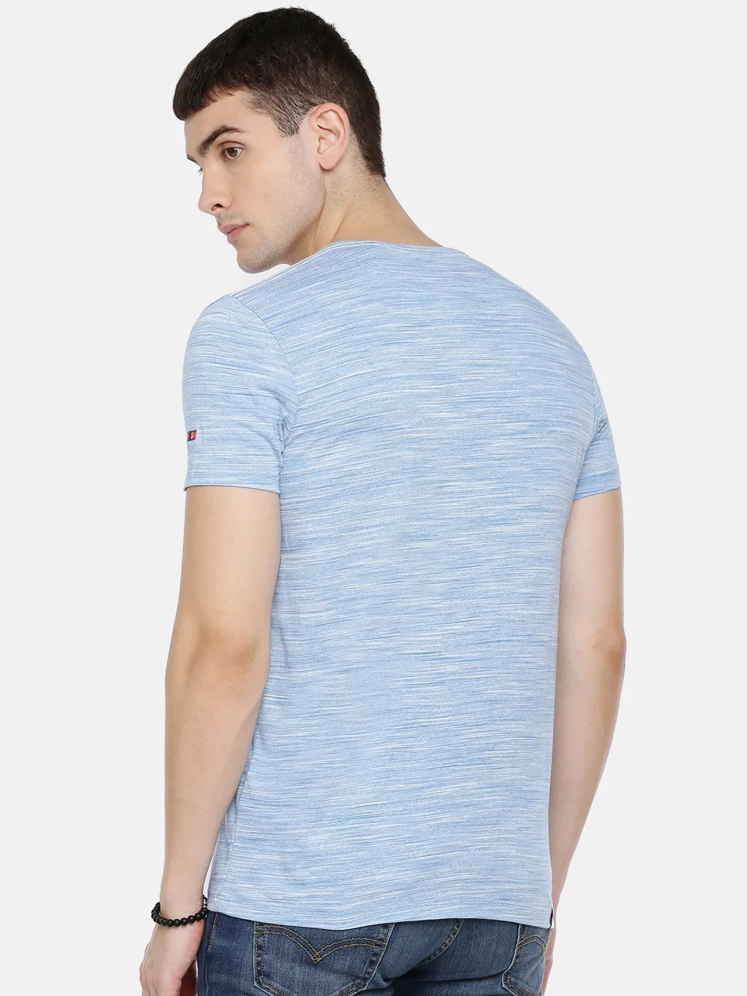 Blue Slim Straight Fit Men's Short Sleeves T-Shirt by Being Human Clothing - Image 3