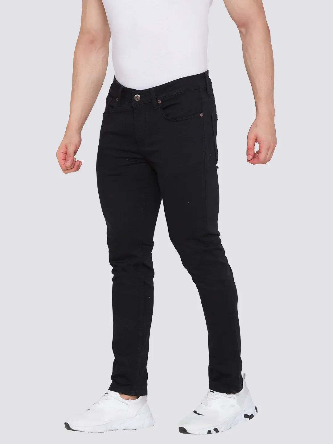 Black Slim Straight Fit Men's Denims by Being Human Clothing - Image 2