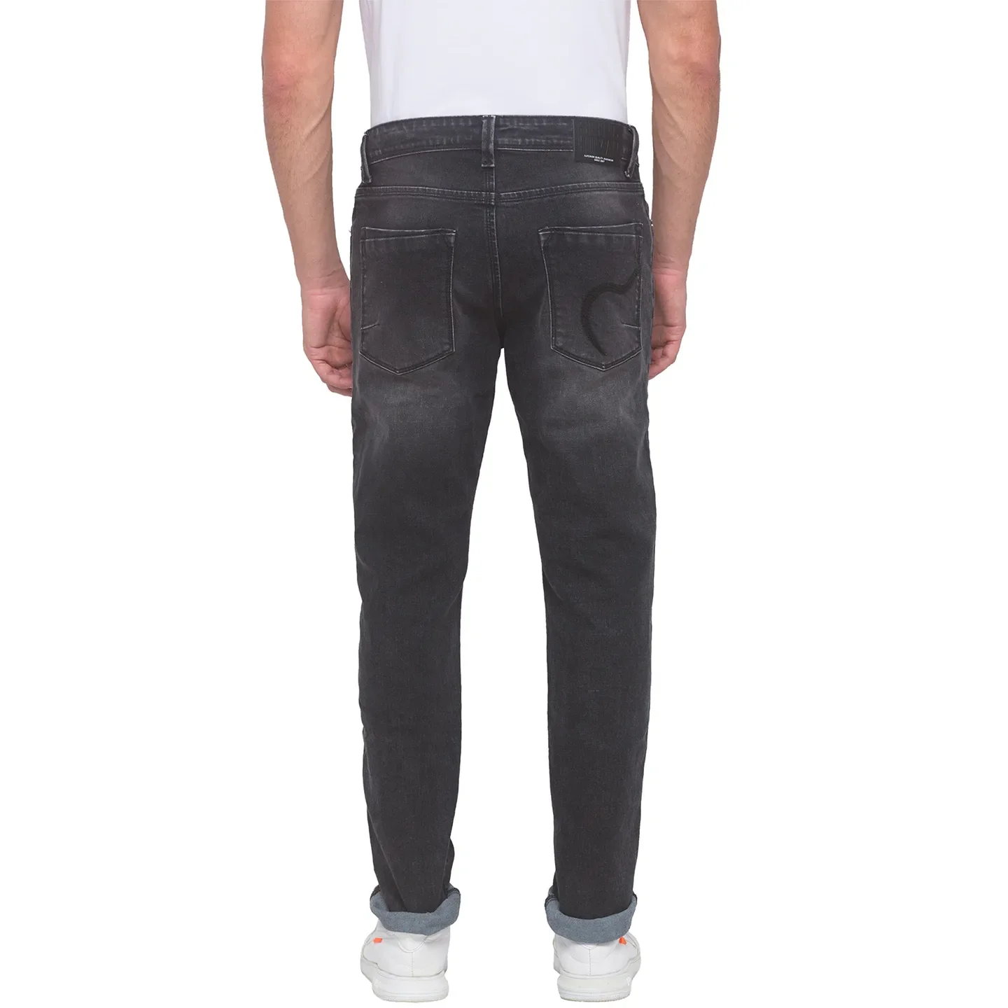 Black Slim Straight Fit Men's Denims by Being Human Clothing - Image 2