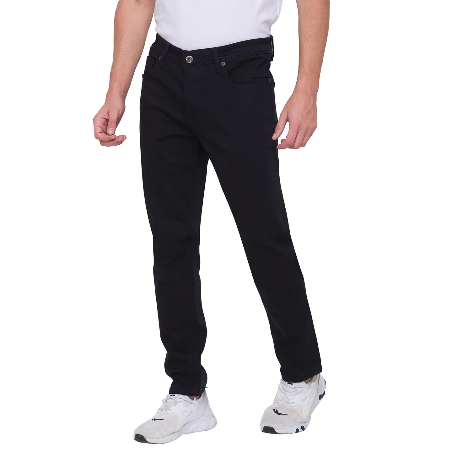 Black Slim Straight Fit Men's Denims by Being Human Clothing - Image 2