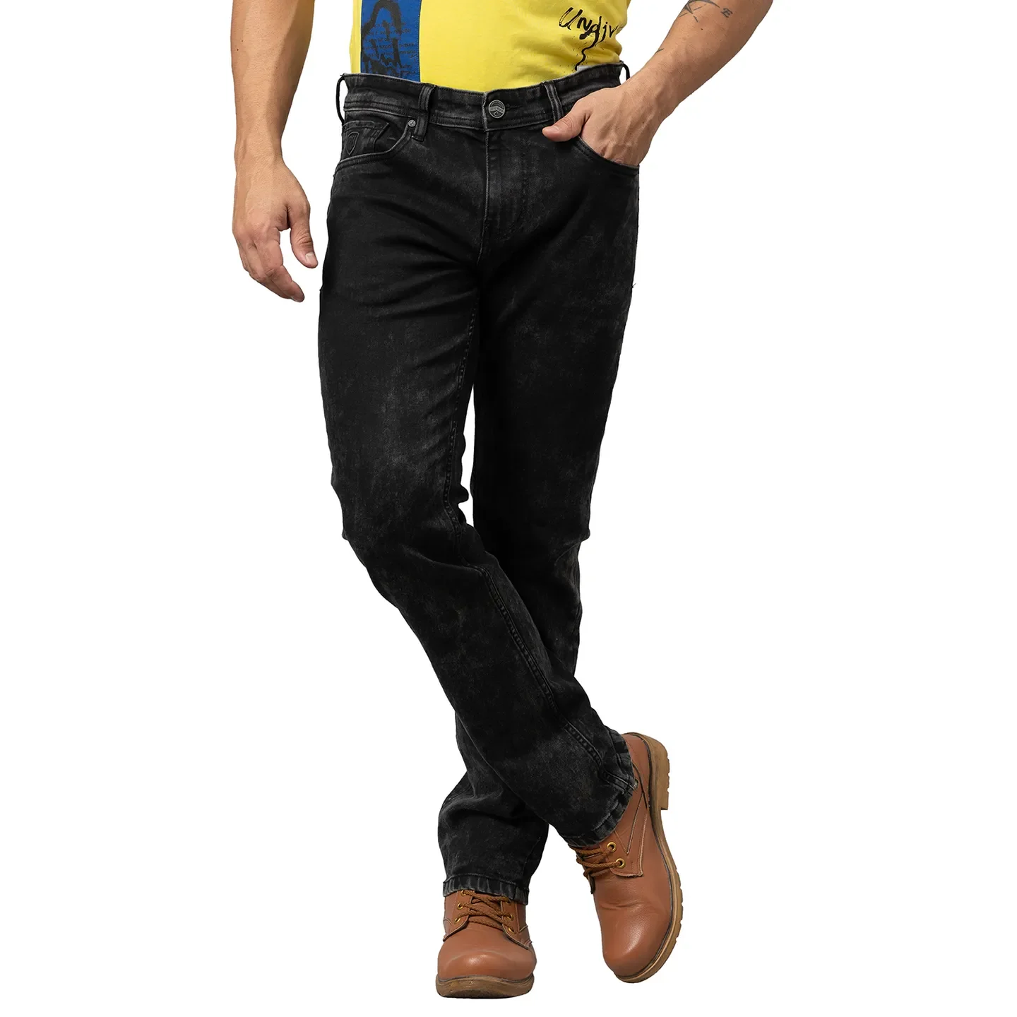 Black Slim Straight Fit  Men's Denims by Being Human Clothing