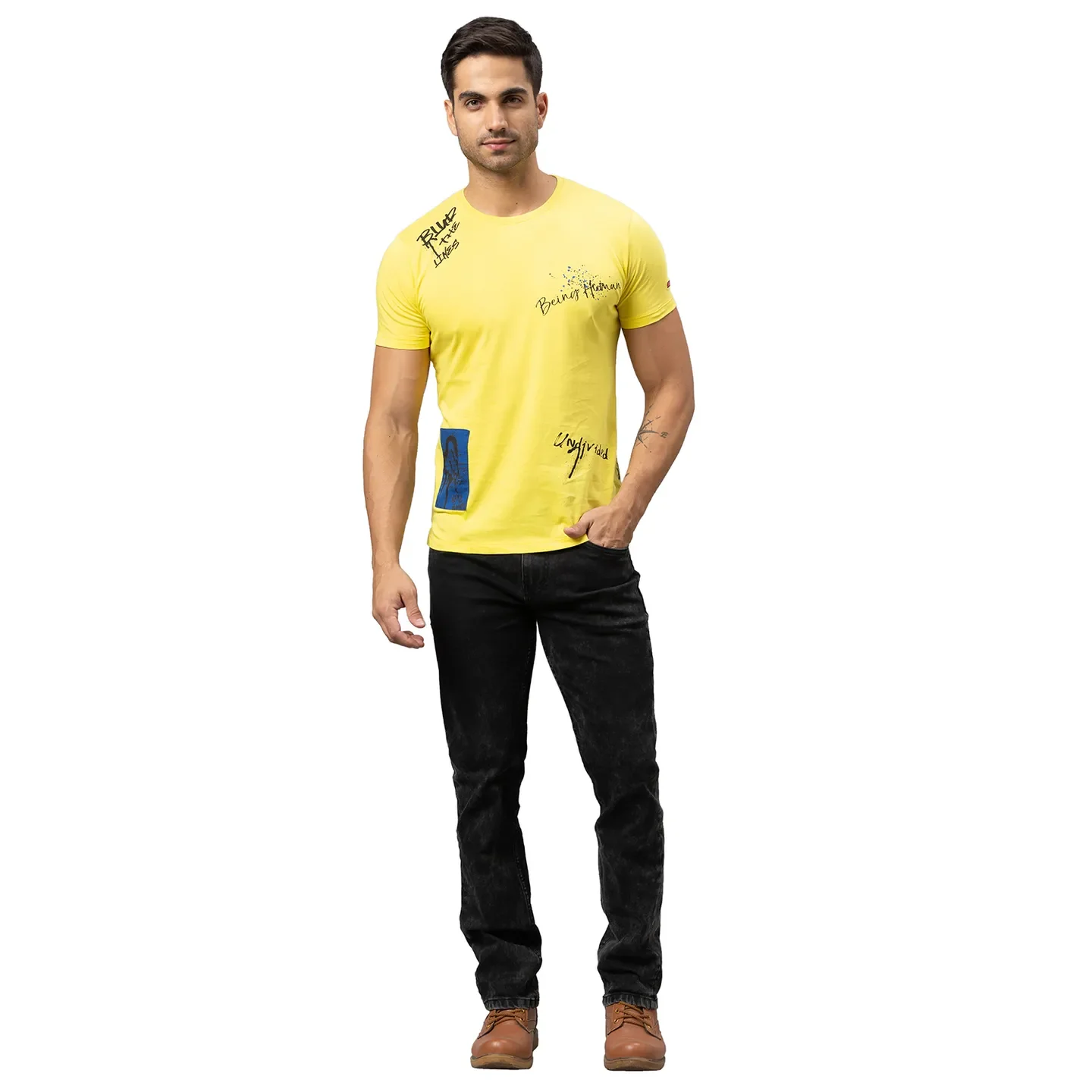 Black Slim Straight Fit  Men's Denims by Being Human Clothing - Image 2