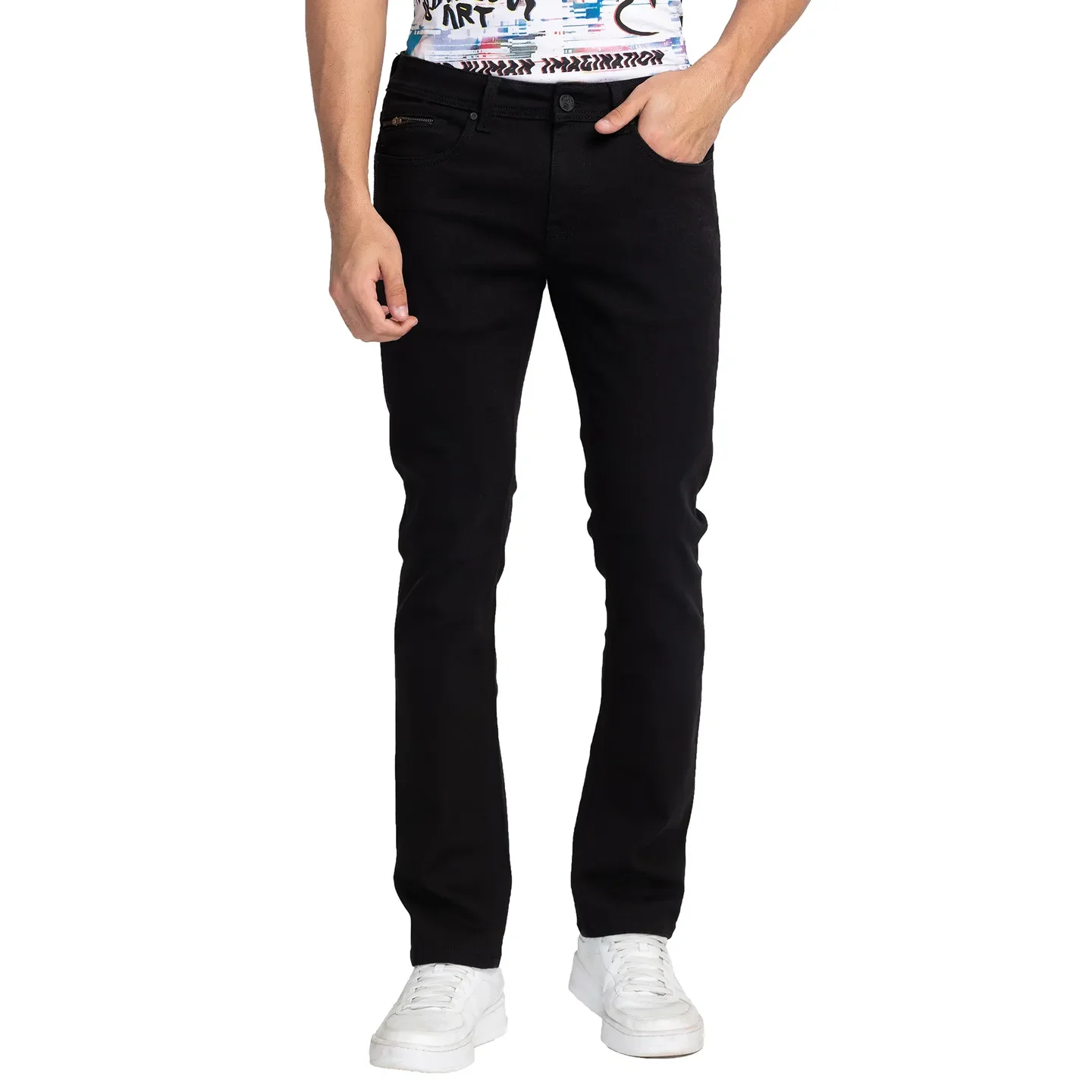 Black Slim Straight Fit Men's Denims by Being Human Clothing