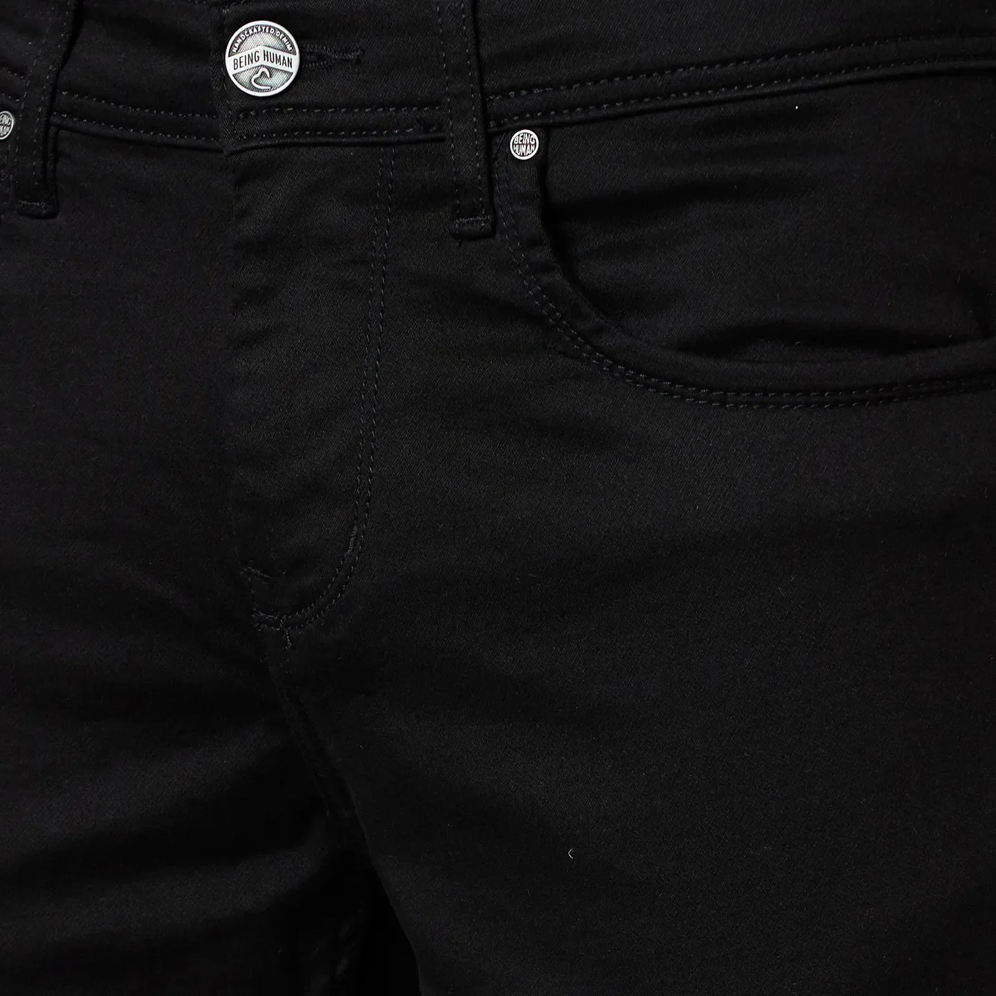 Black Slim Straight Fit Men's Denims by Being Human Clothing - Image 4