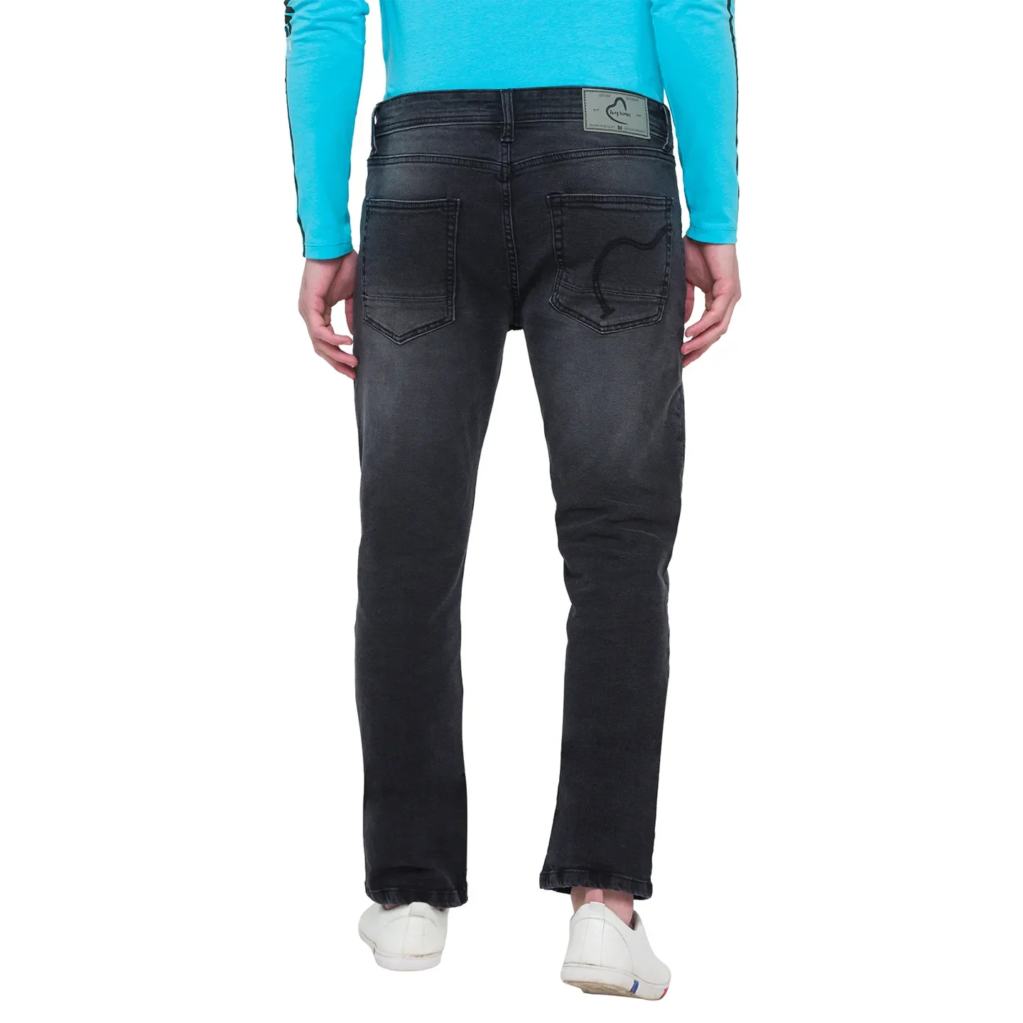 Black Slim Straight Fit Men's Denims by Being Human Clothing - Image 4