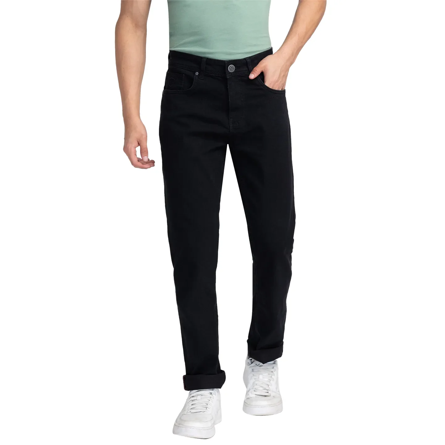 Black Slim Straight Fit Men's Denims by Being Human Clothing