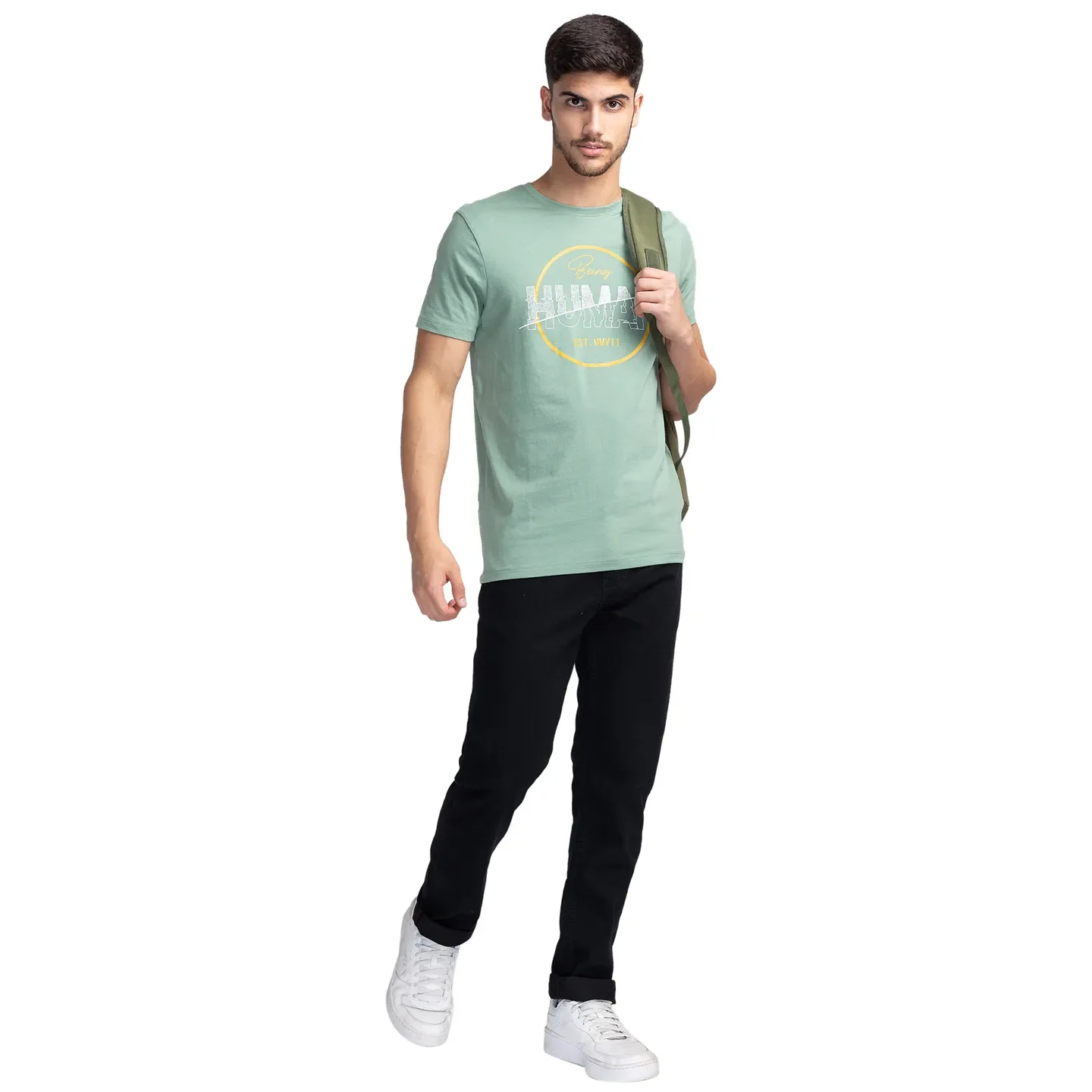 Black Slim Straight Fit Men's Denims by Being Human Clothing - Image 6